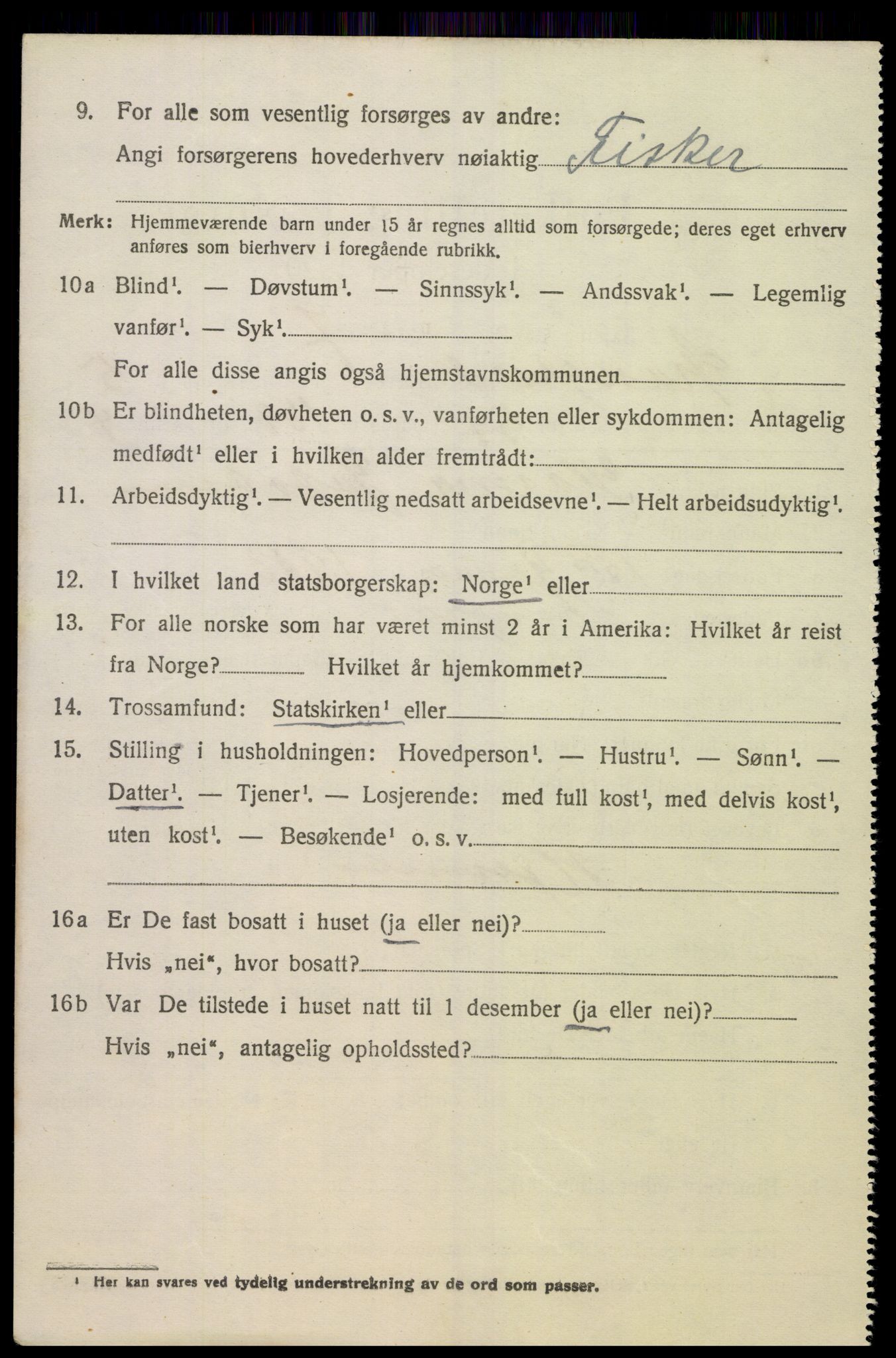SAK, 1920 census for Spangereid, 1920, p. 2204