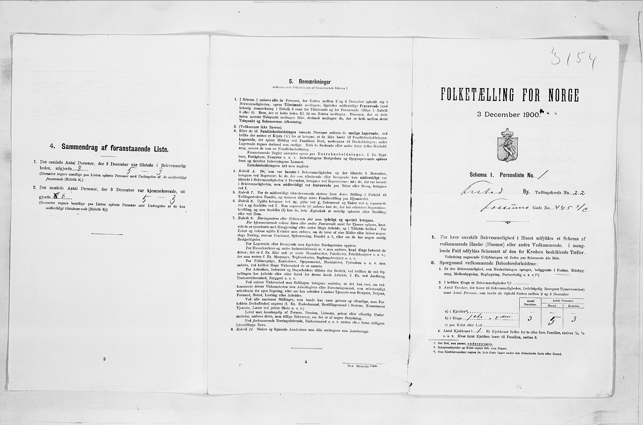 SAO, 1900 census for Fredrikstad, 1900