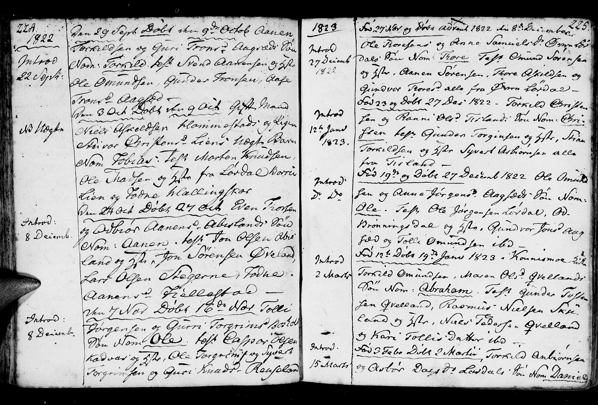 Holum sokneprestkontor, SAK/1111-0022/F/Fa/Fab/L0004: Parish register (official) no. A 4, 1774-1847, p. 224-225