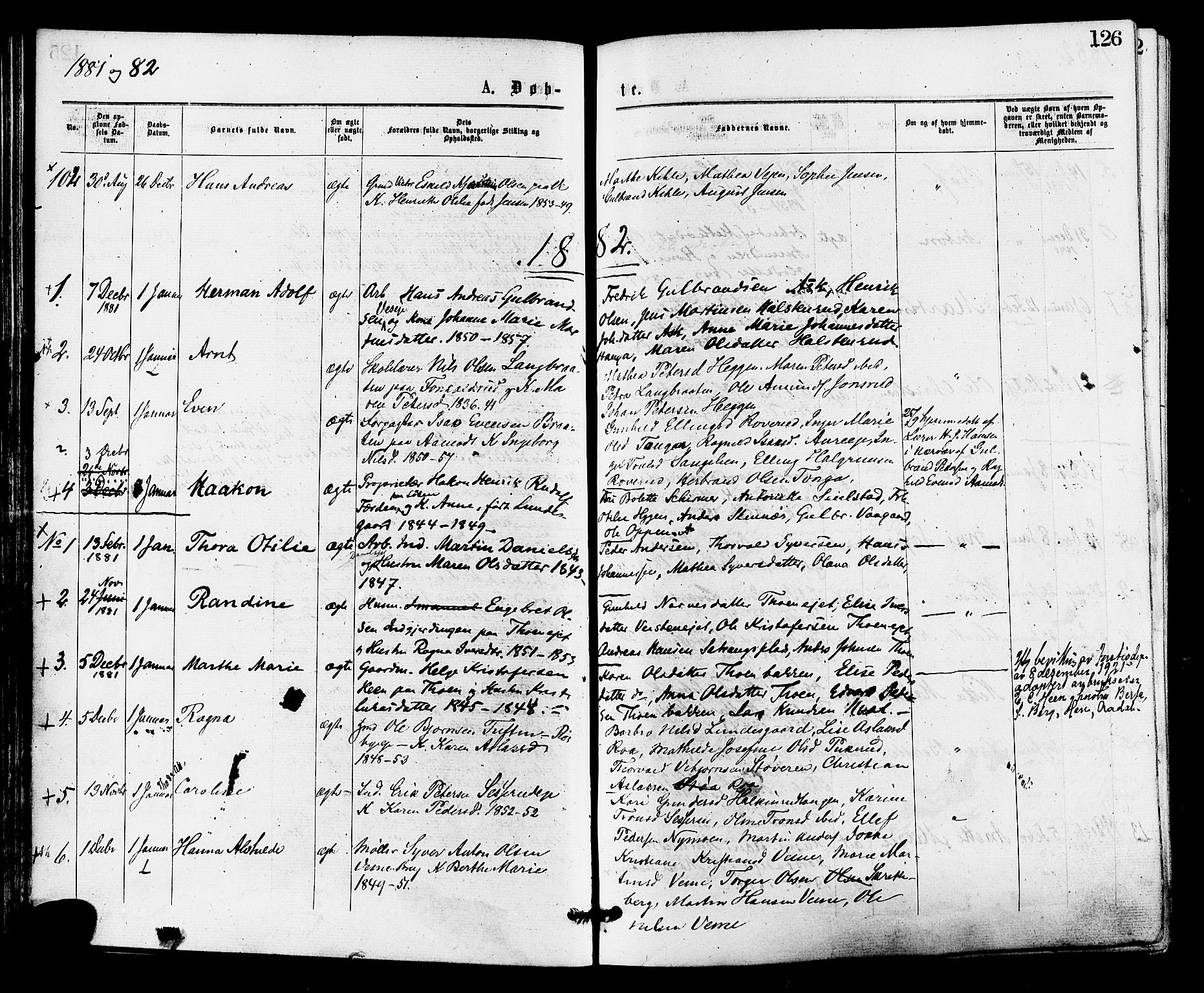 Norderhov kirkebøker, AV/SAKO-A-237/F/Fa/L0015: Parish register (official) no. 15, 1875-1884, p. 126