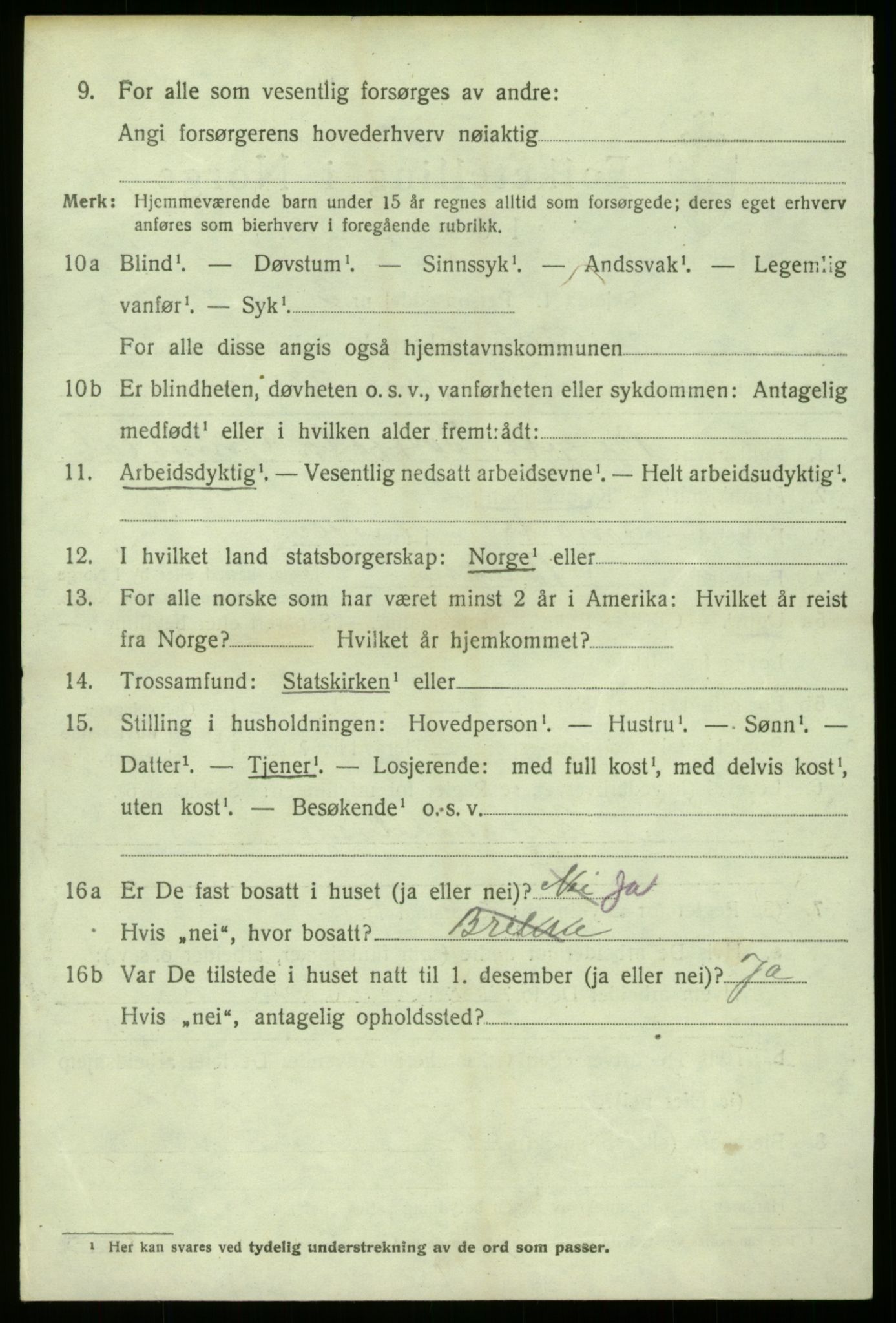 SAB, 1920 census for Gulen, 1920, p. 2992