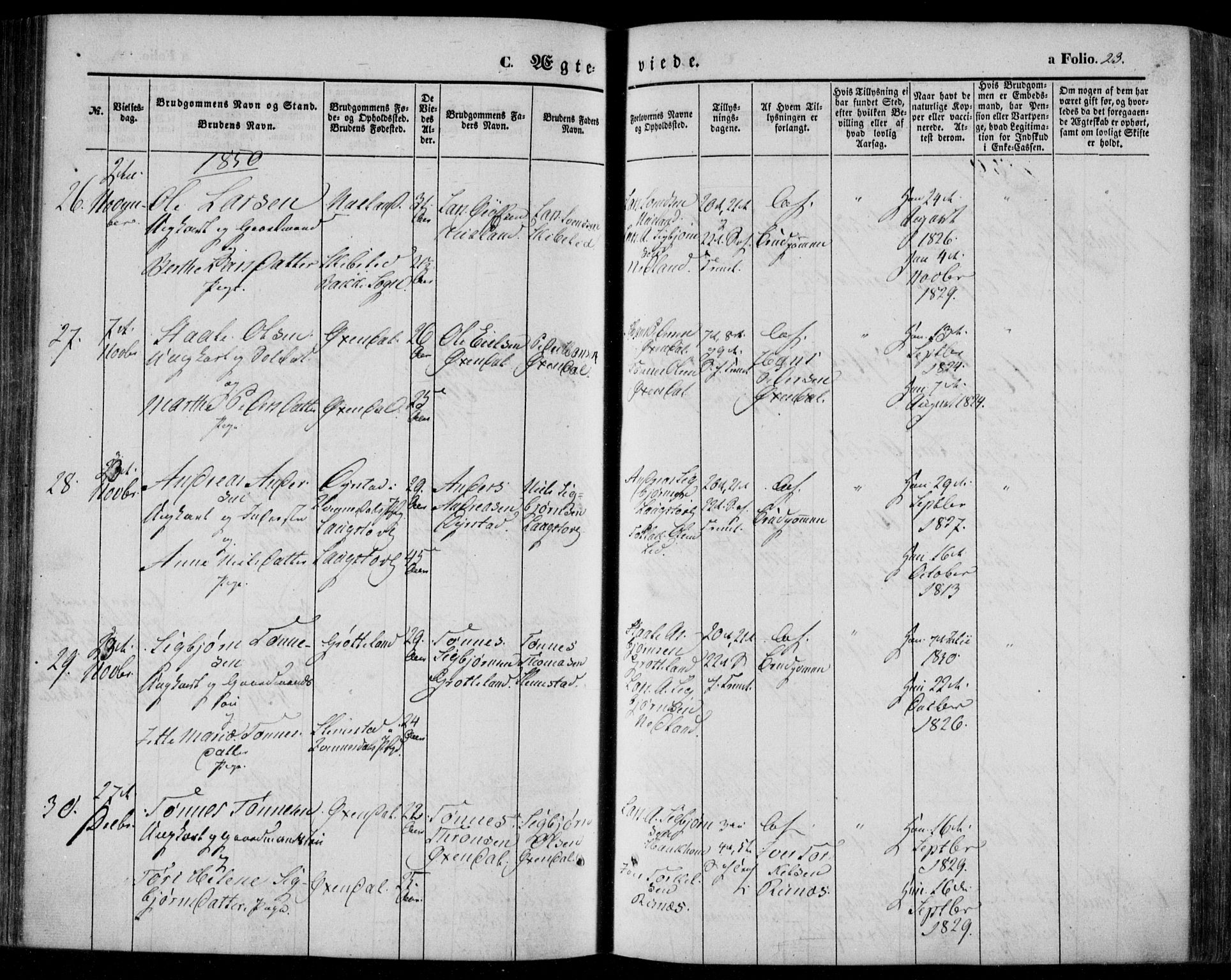 Bakke sokneprestkontor, AV/SAK-1111-0002/F/Fa/Faa/L0005: Parish register (official) no. A 5, 1847-1855, p. 23