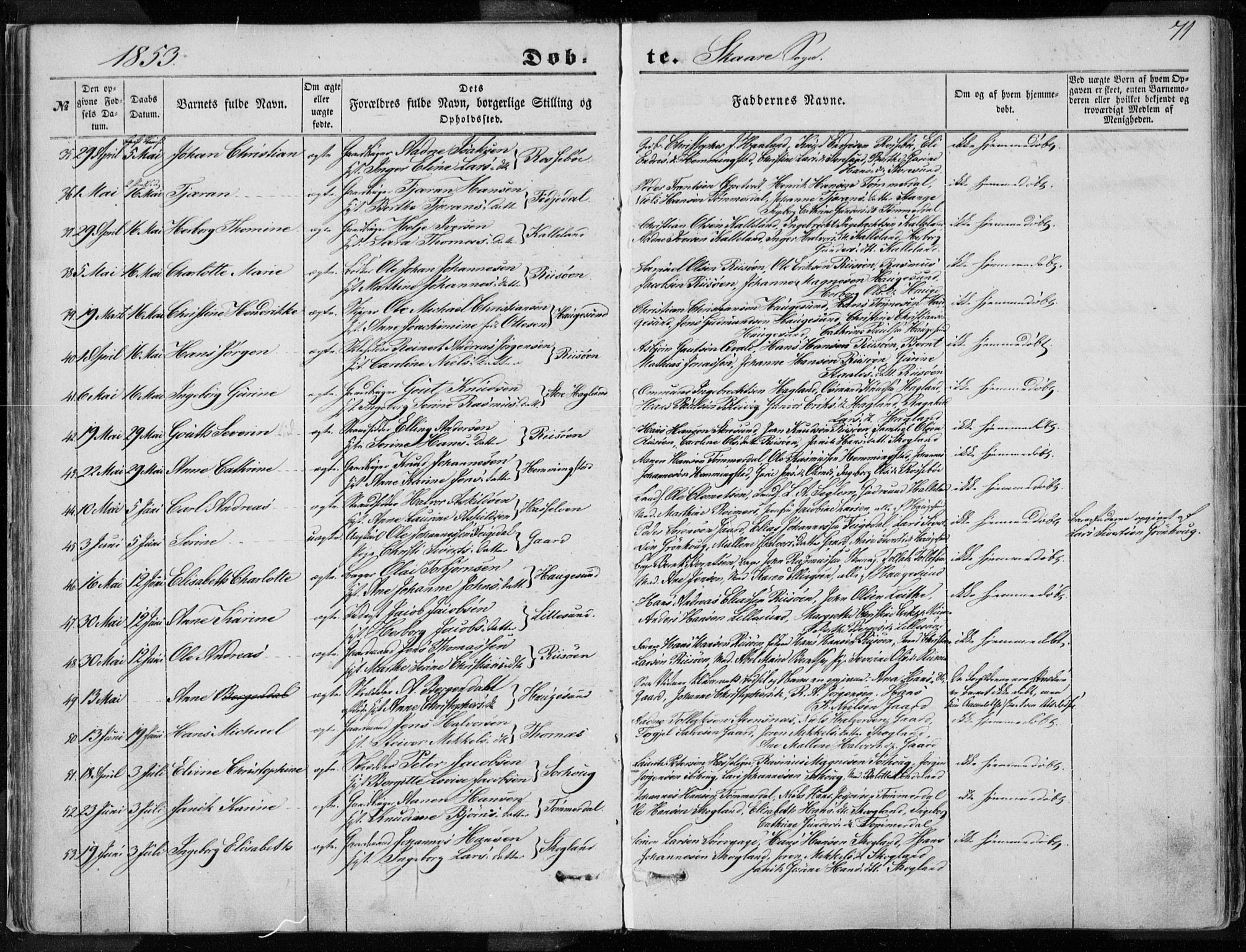 Torvastad sokneprestkontor, AV/SAST-A -101857/H/Ha/Haa/L0009: Parish register (official) no. A 9, 1847-1856, p. 71