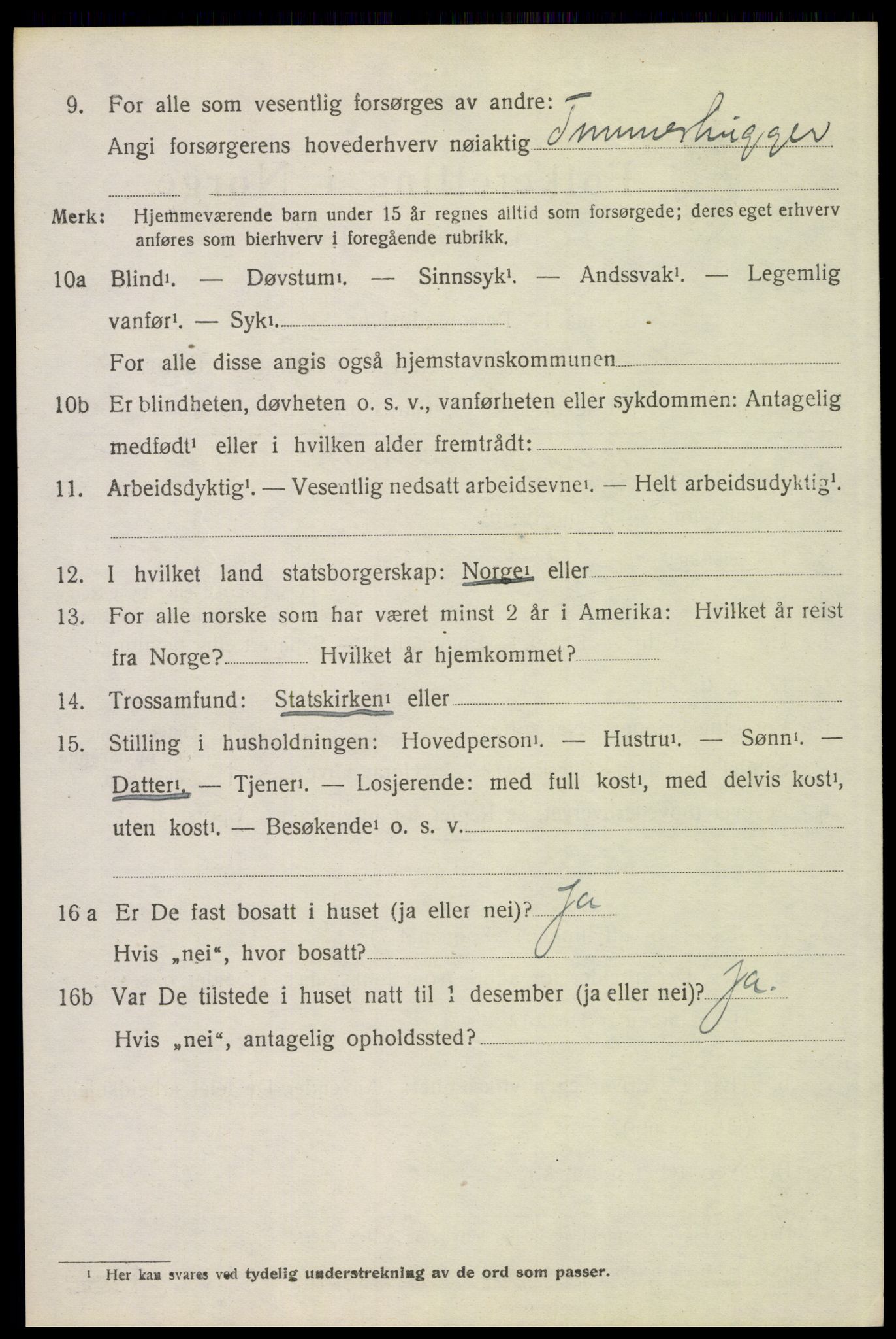 SAH, 1920 census for Trysil, 1920, p. 9498