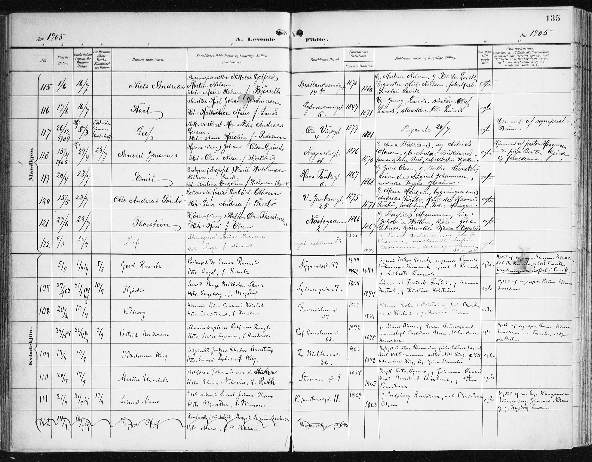 Johanneskirken sokneprestembete, AV/SAB-A-76001/H/Haa/L0002: Parish register (official) no. A 2, 1900-1912, p. 135