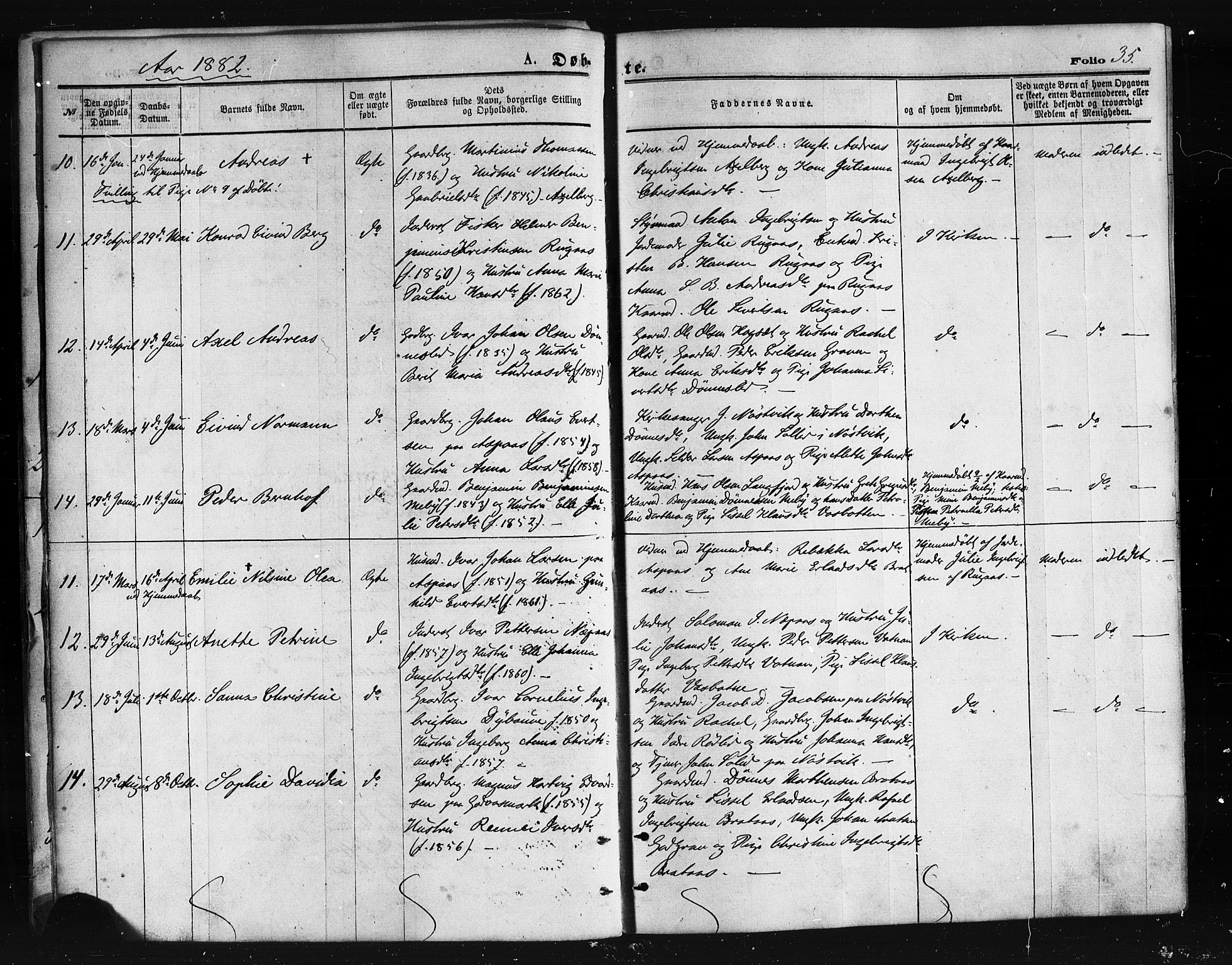 Ministerialprotokoller, klokkerbøker og fødselsregistre - Nordland, AV/SAT-A-1459/814/L0225: Parish register (official) no. 814A06, 1875-1885, p. 35