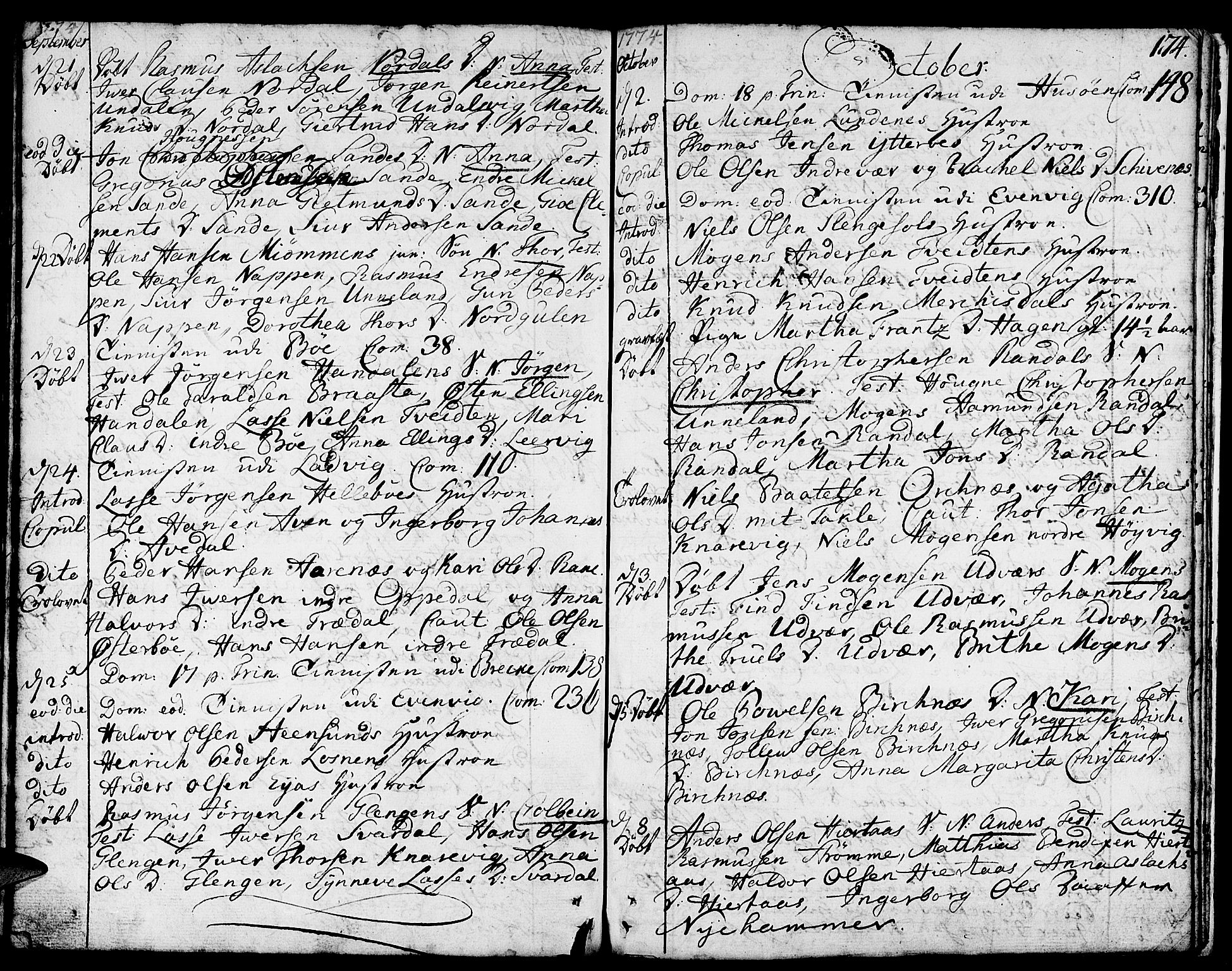 Gulen sokneprestembete, SAB/A-80201/H/Haa/Haaa/L0012: Parish register (official) no. A 12, 1749-1776, p. 174