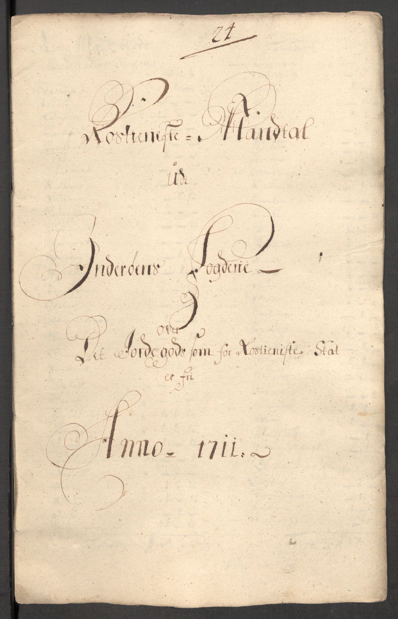 Rentekammeret inntil 1814, Reviderte regnskaper, Fogderegnskap, RA/EA-4092/R63/L4319: Fogderegnskap Inderøy, 1711, p. 421