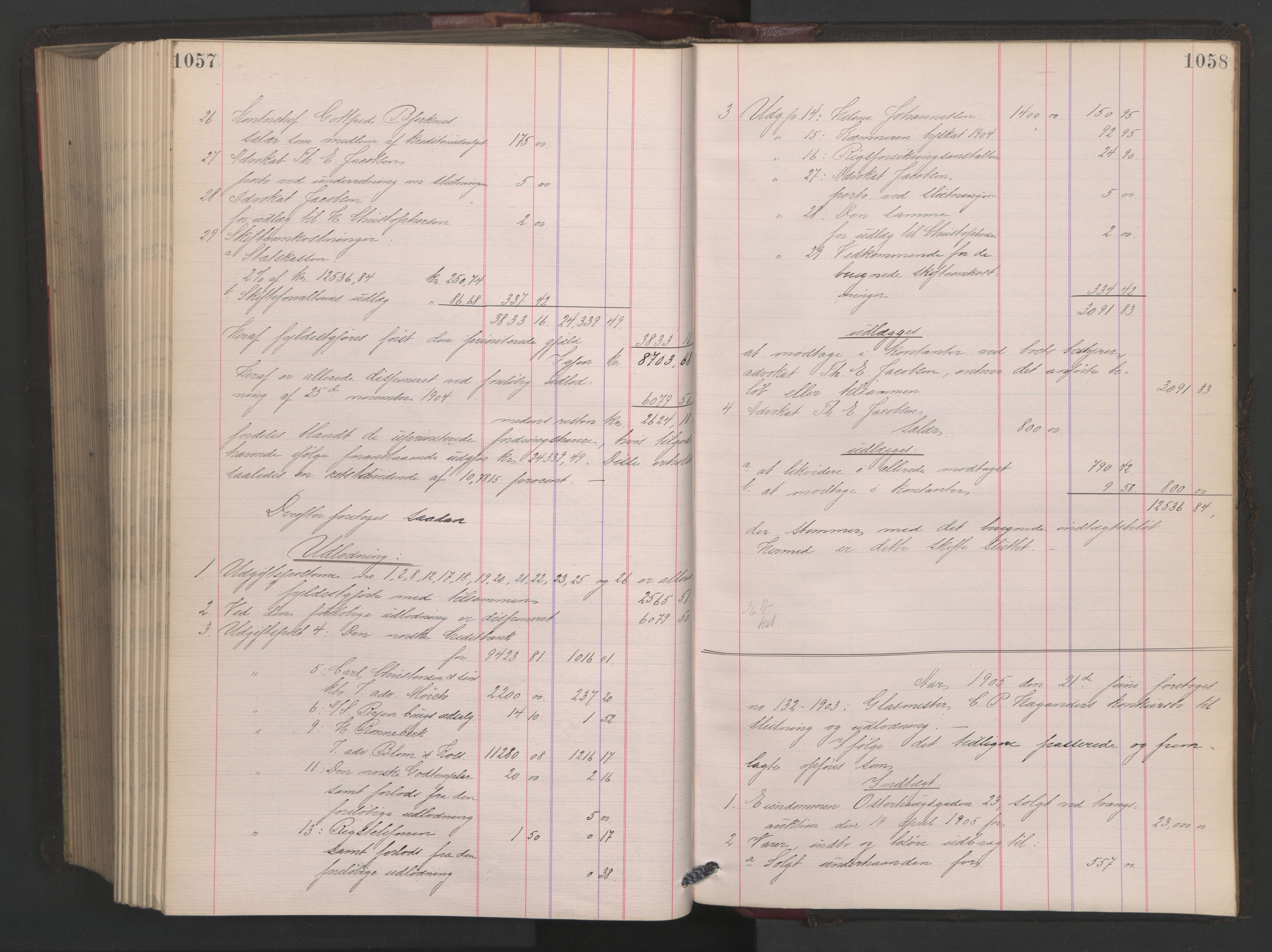 Oslo skifterett, AV/SAO-A-10383/H/Hd/Hdb/L0004: Skifteutlodningsprotokoll, 1904-1905, p. 1057-1058