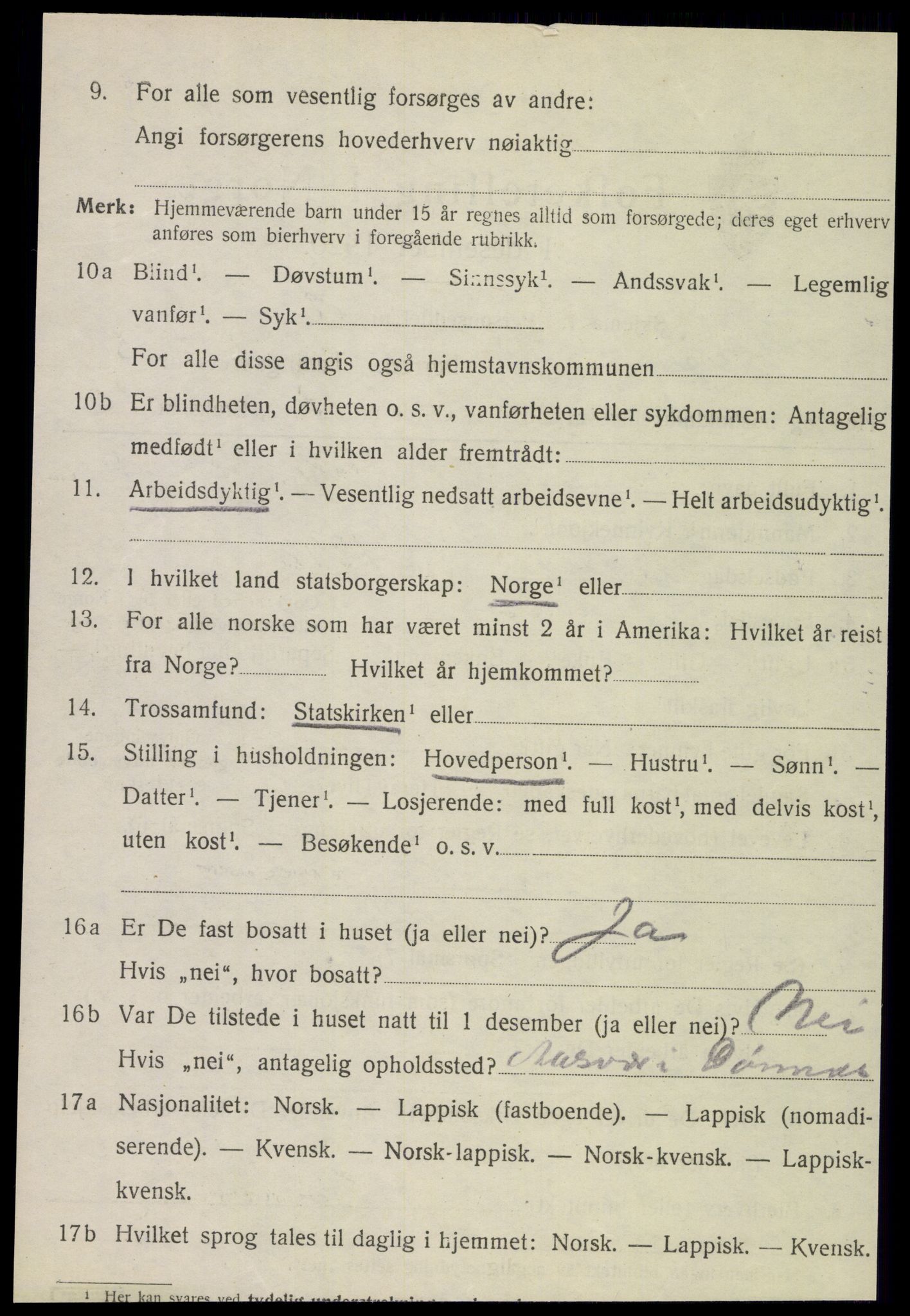 SAT, 1920 census for Lurøy, 1920, p. 1822