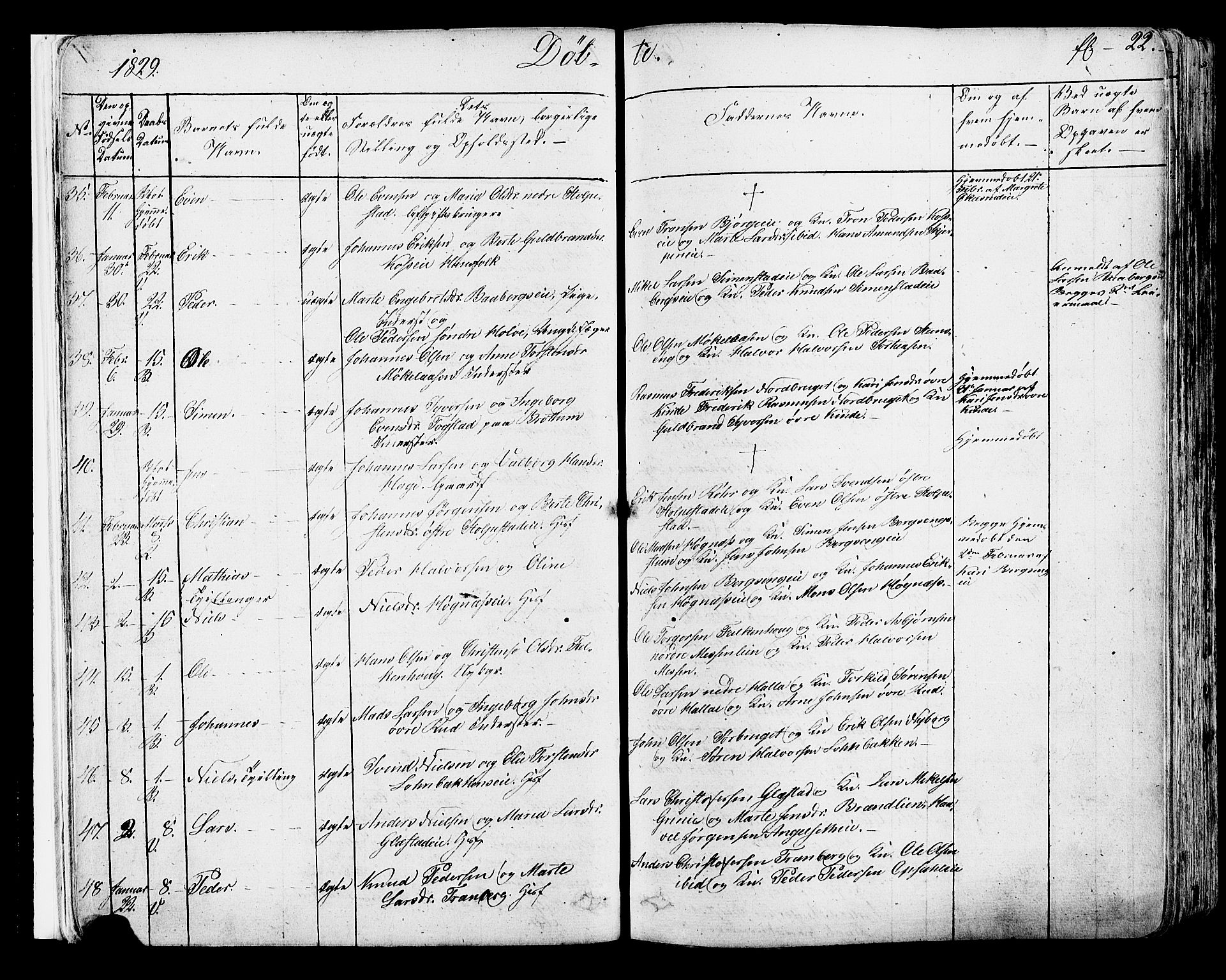 Ringsaker prestekontor, SAH/PREST-014/K/Ka/L0007: Parish register (official) no. 7A, 1826-1837, p. 22