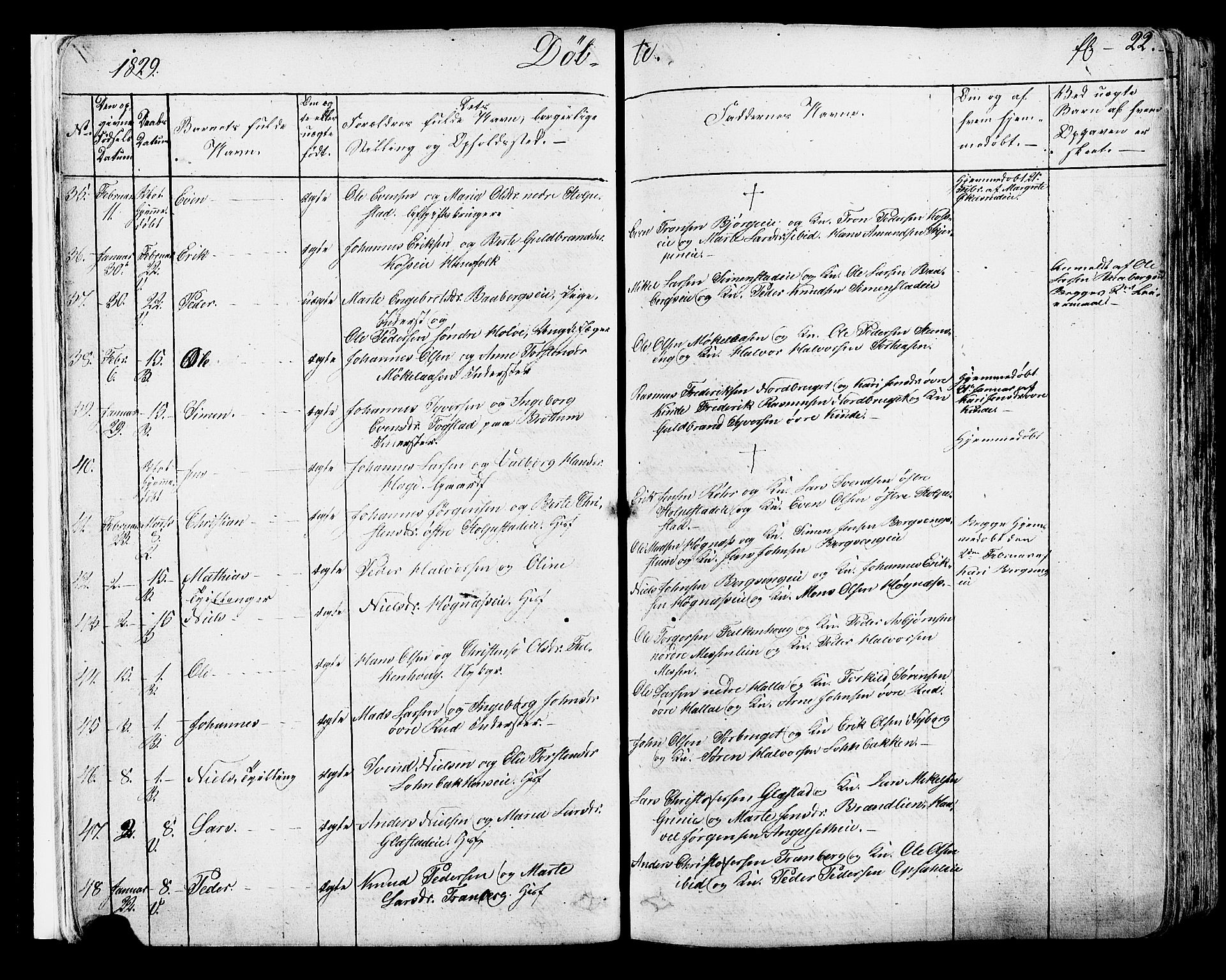 Ringsaker prestekontor, AV/SAH-PREST-014/K/Ka/L0007: Parish register (official) no. 7A, 1826-1837, p. 22