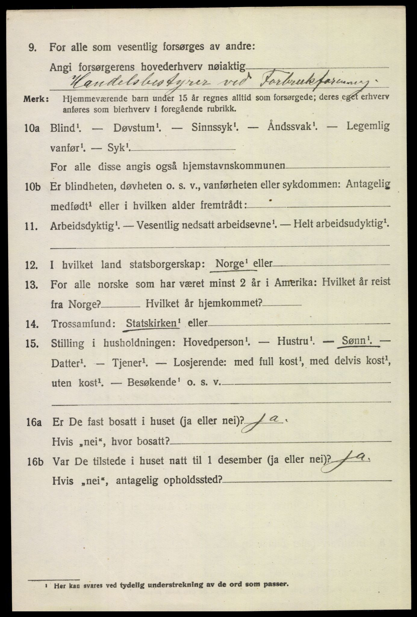 SAH, 1920 census for Tolga, 1920, p. 2586