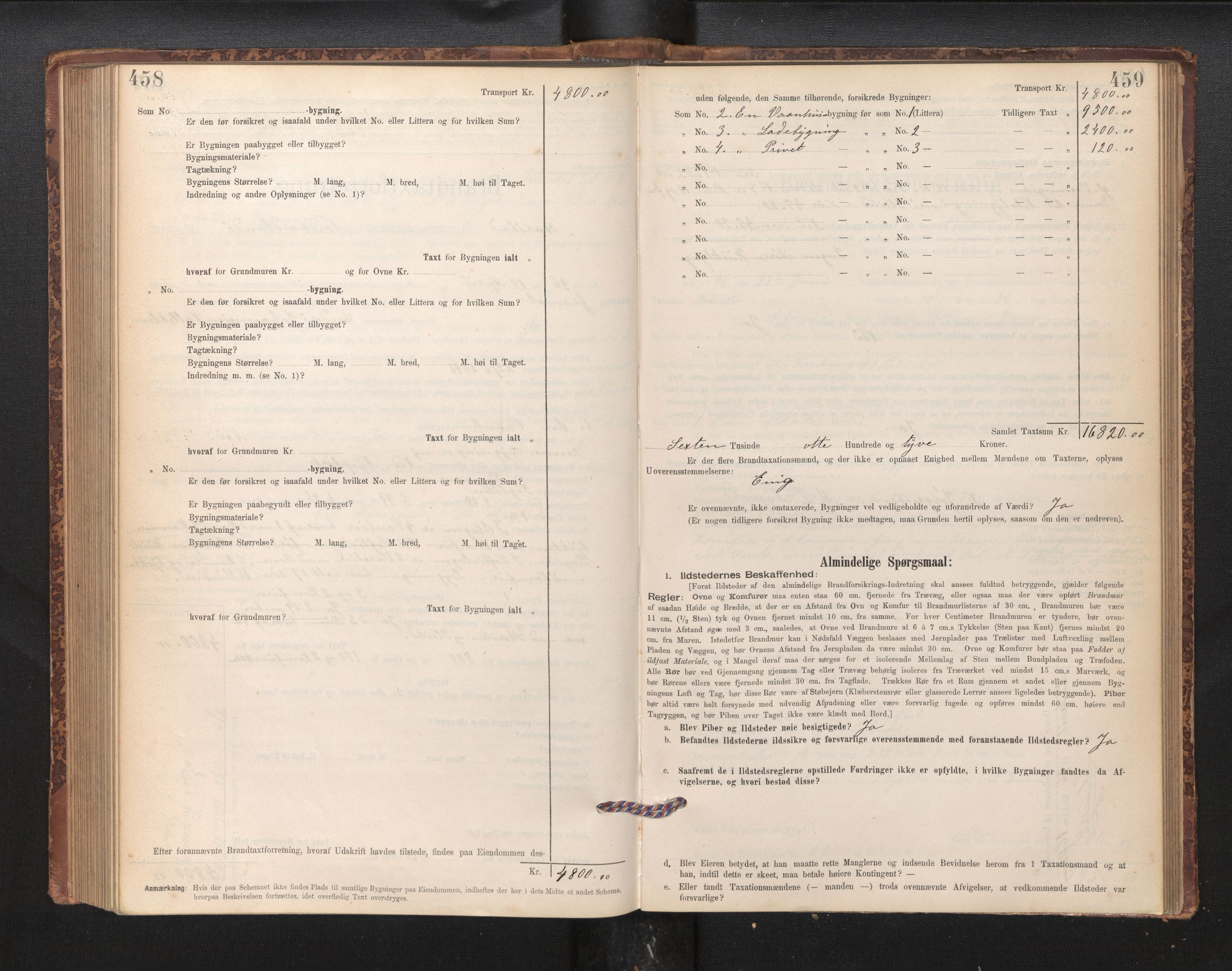 Lensmannen i Årstad, AV/SAB-A-36201/0012/L0011: Branntakstprotokoll,skjematakst, 1895-1901, p. 458-459