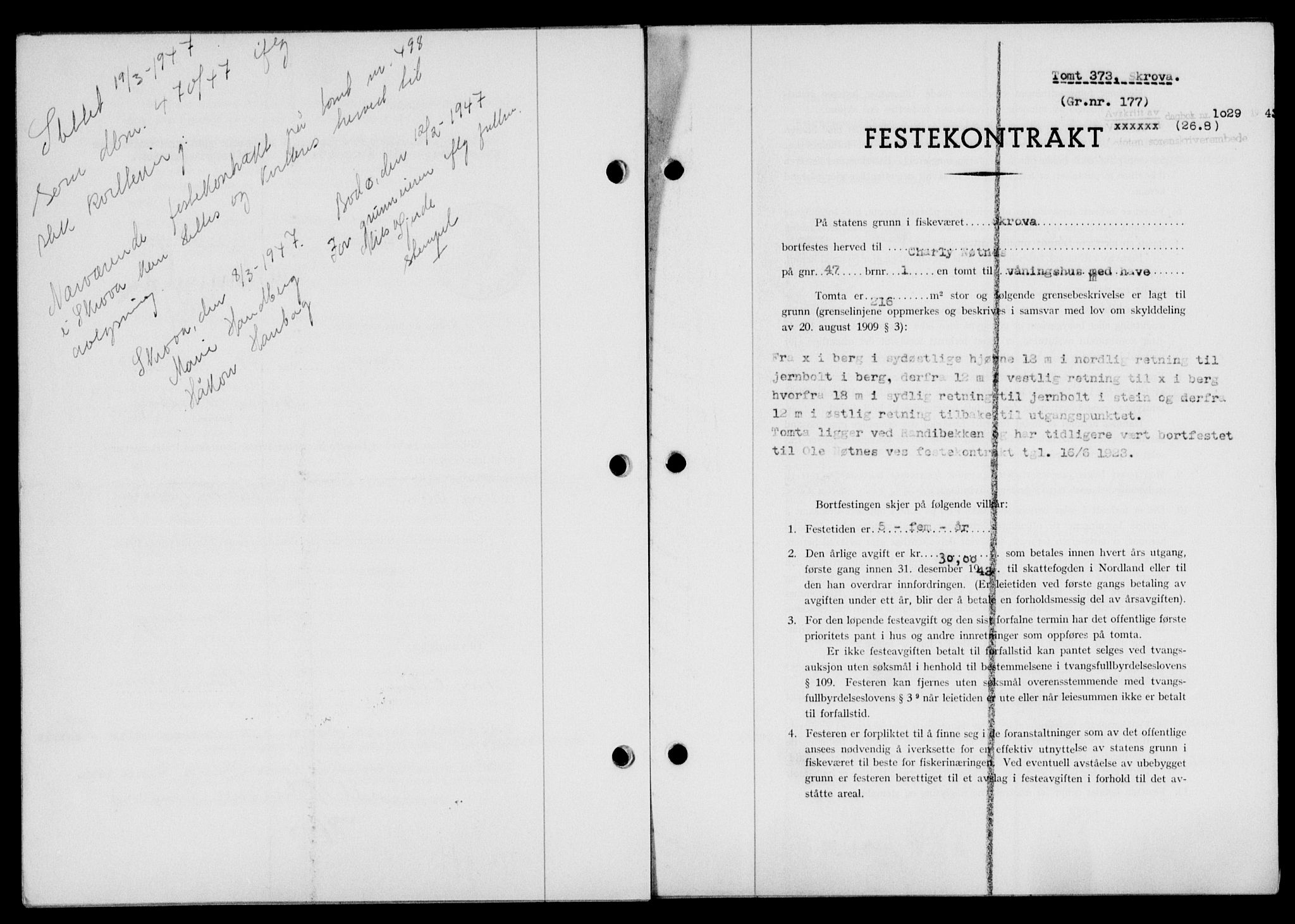 Lofoten sorenskriveri, SAT/A-0017/1/2/2C/L0011a: Mortgage book no. 11a, 1943-1943, Diary no: : 1029/1943