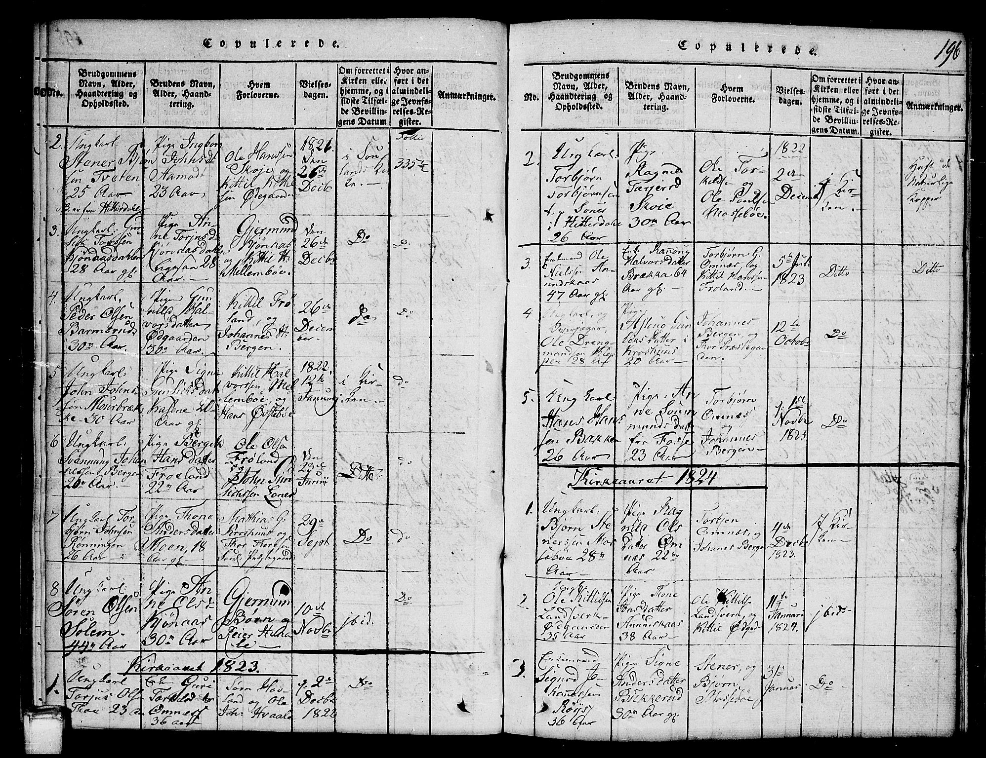 Hjartdal kirkebøker, SAKO/A-270/G/Gb/L0001: Parish register (copy) no. II 1, 1815-1842, p. 196