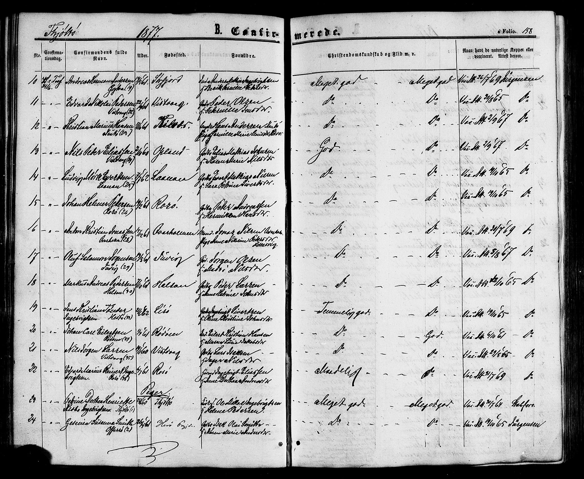 Ministerialprotokoller, klokkerbøker og fødselsregistre - Nordland, AV/SAT-A-1459/817/L0262: Parish register (official) no. 817A03/ 1, 1862-1877, p. 158