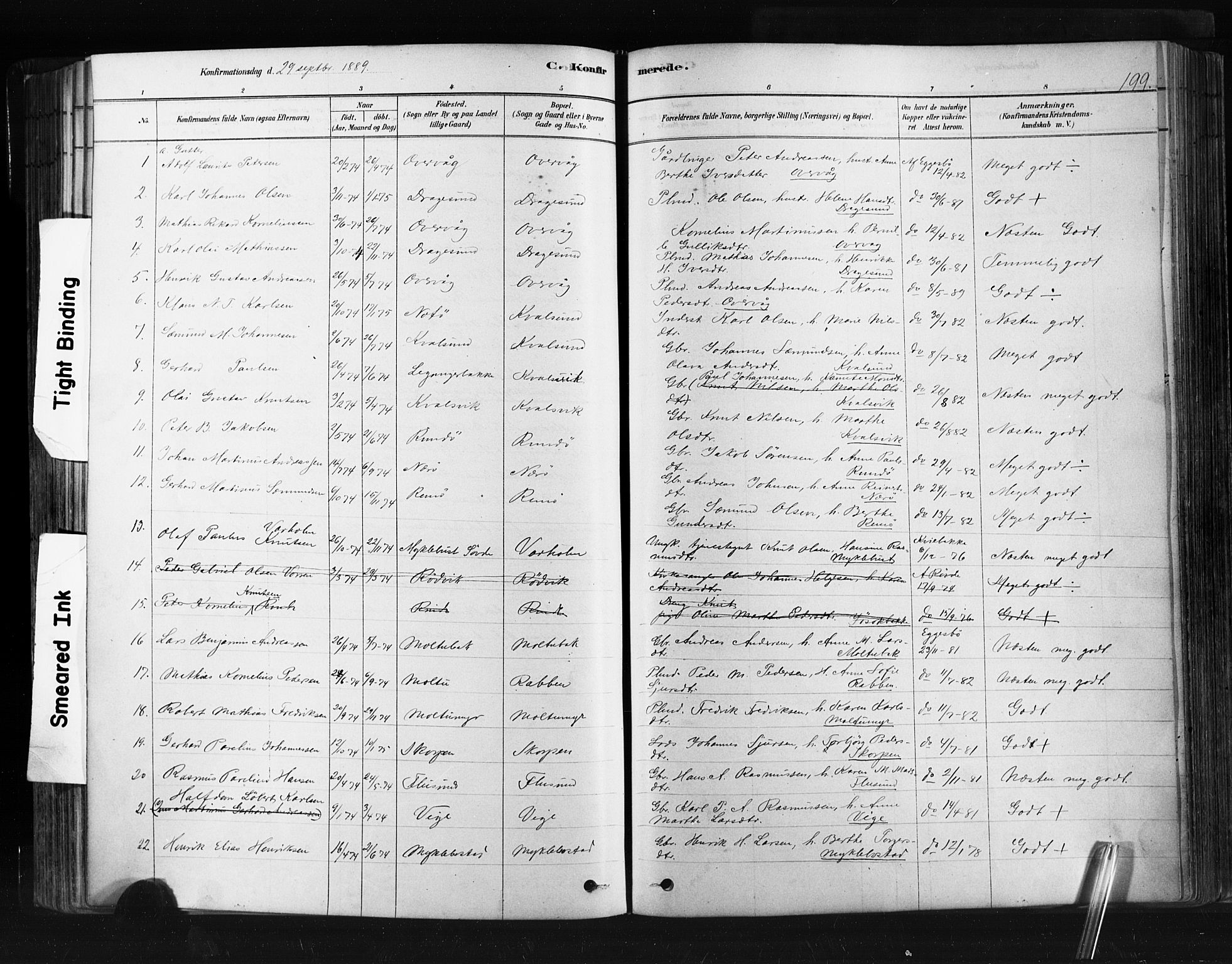 Ministerialprotokoller, klokkerbøker og fødselsregistre - Møre og Romsdal, SAT/A-1454/507/L0073: Parish register (official) no. 507A08, 1878-1904, p. 199
