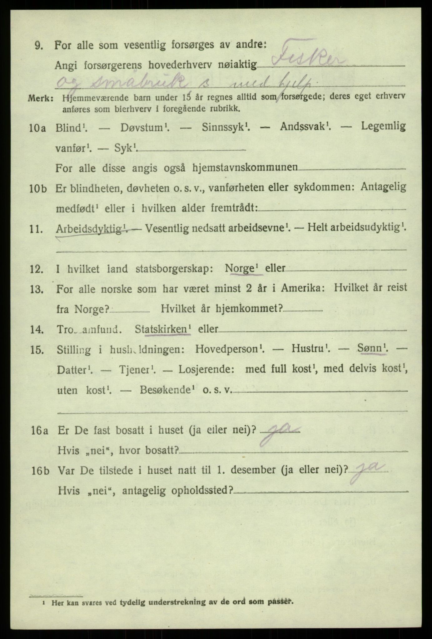 SAB, 1920 census for Sund, 1920, p. 5804