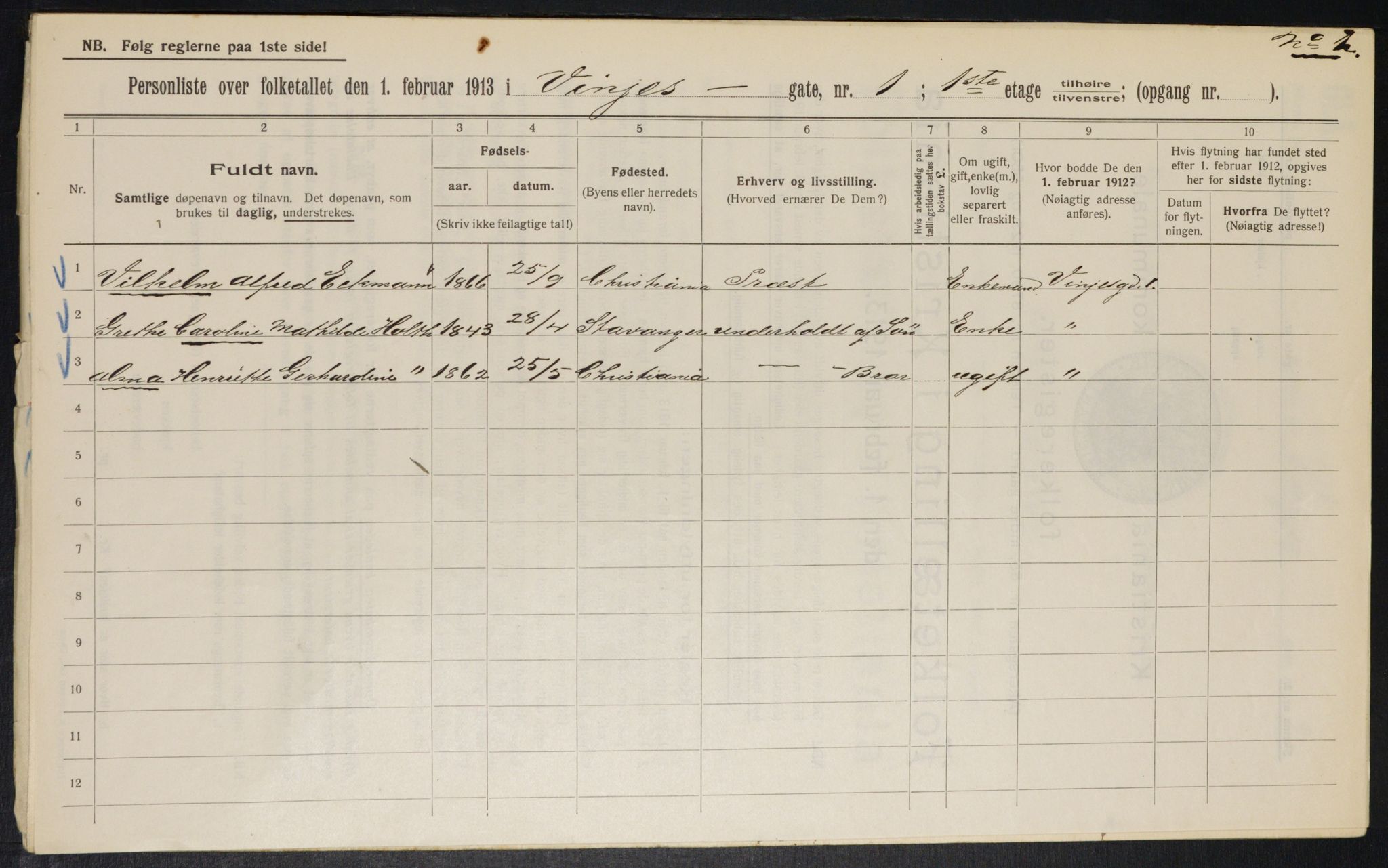 OBA, Municipal Census 1913 for Kristiania, 1913, p. 123576