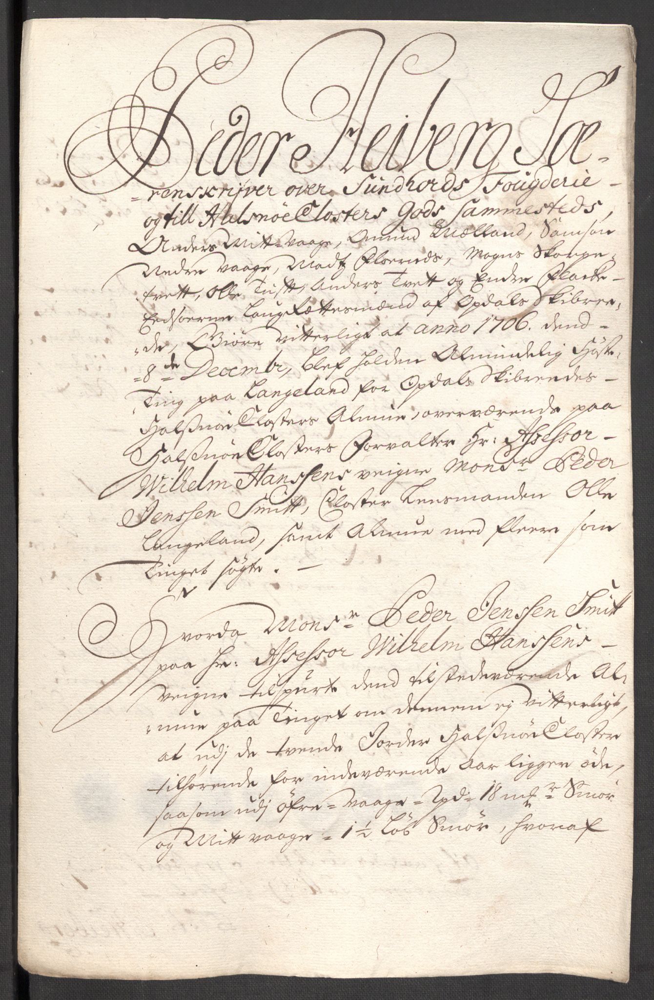 Rentekammeret inntil 1814, Reviderte regnskaper, Fogderegnskap, AV/RA-EA-4092/R48/L2984: Fogderegnskap Sunnhordland og Hardanger, 1706-1707, p. 243