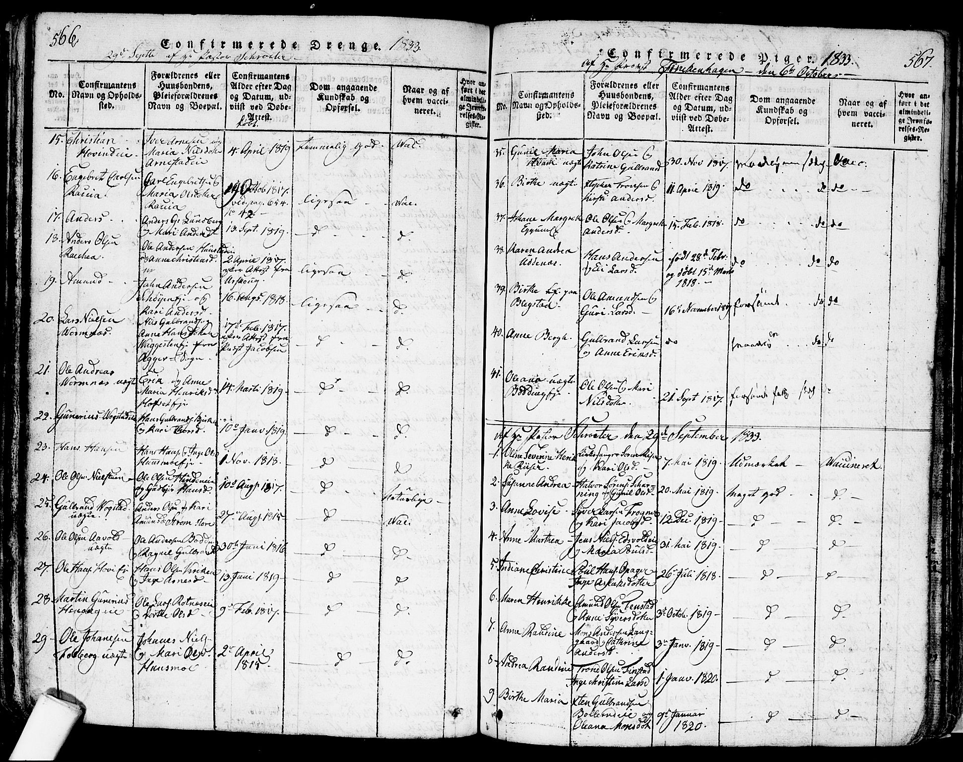 Nes prestekontor Kirkebøker, AV/SAO-A-10410/F/Fa/L0005: Parish register (official) no. I 5, 1815-1835, p. 566-567