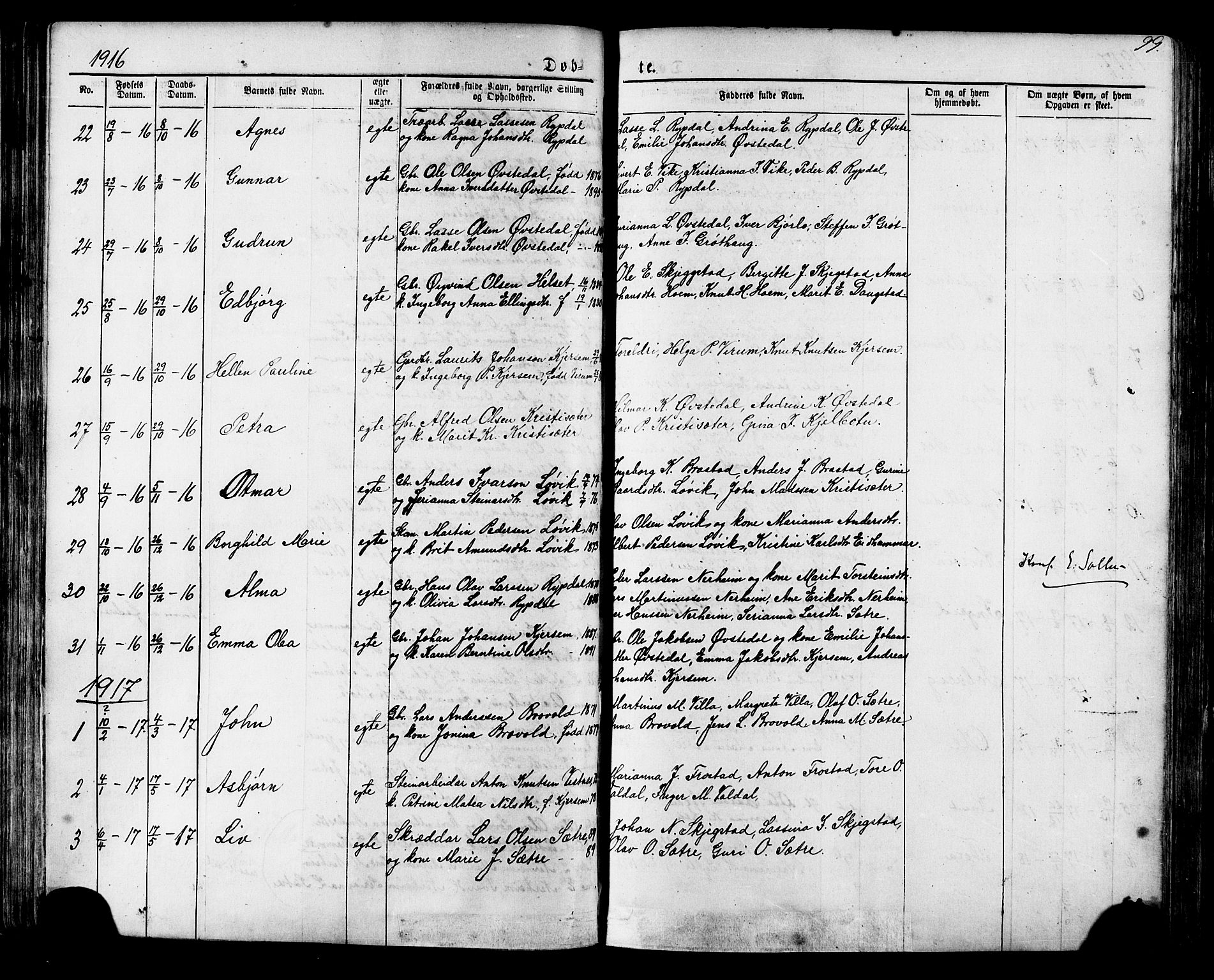 Ministerialprotokoller, klokkerbøker og fødselsregistre - Møre og Romsdal, AV/SAT-A-1454/541/L0547: Parish register (copy) no. 541C02, 1867-1921, p. 99