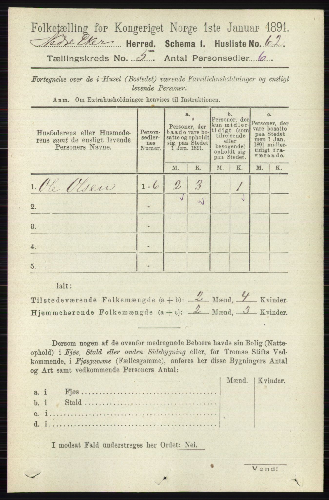 RA, 1891 census for 0625 Nedre Eiker, 1891, p. 2318