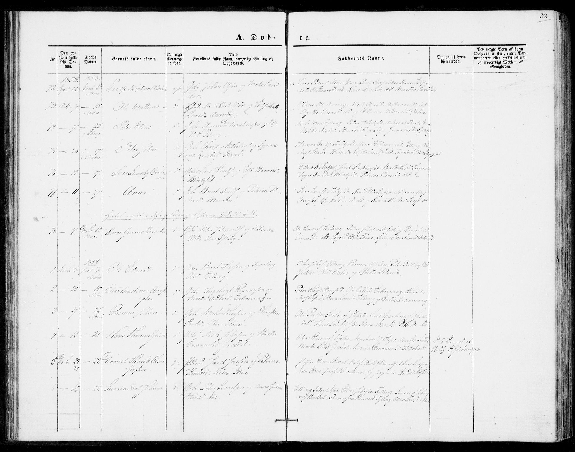 Ministerialprotokoller, klokkerbøker og fødselsregistre - Møre og Romsdal, SAT/A-1454/524/L0353: Parish register (official) no. 524A05, 1848-1856, p. 32