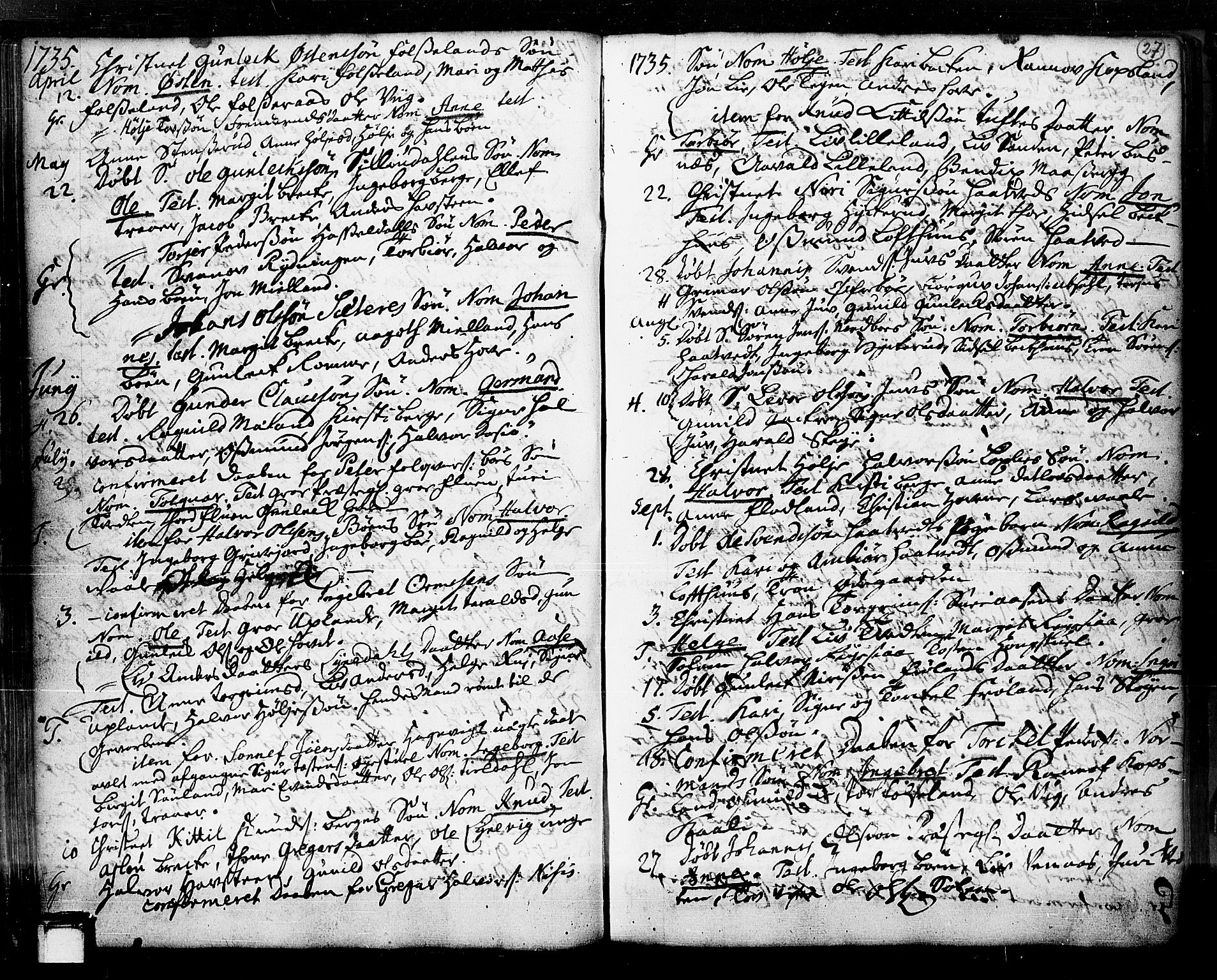 Hjartdal kirkebøker, SAKO/A-270/F/Fa/L0003: Parish register (official) no. I 3, 1727-1775, p. 27