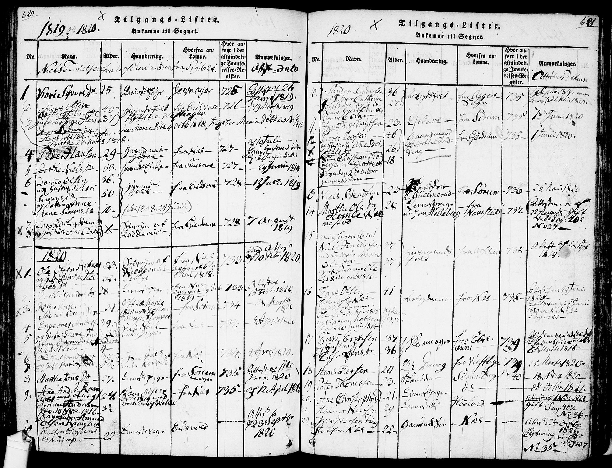 Ullensaker prestekontor Kirkebøker, SAO/A-10236a/F/Fa/L0013: Parish register (official) no. I 13, 1815-1835, p. 620-621