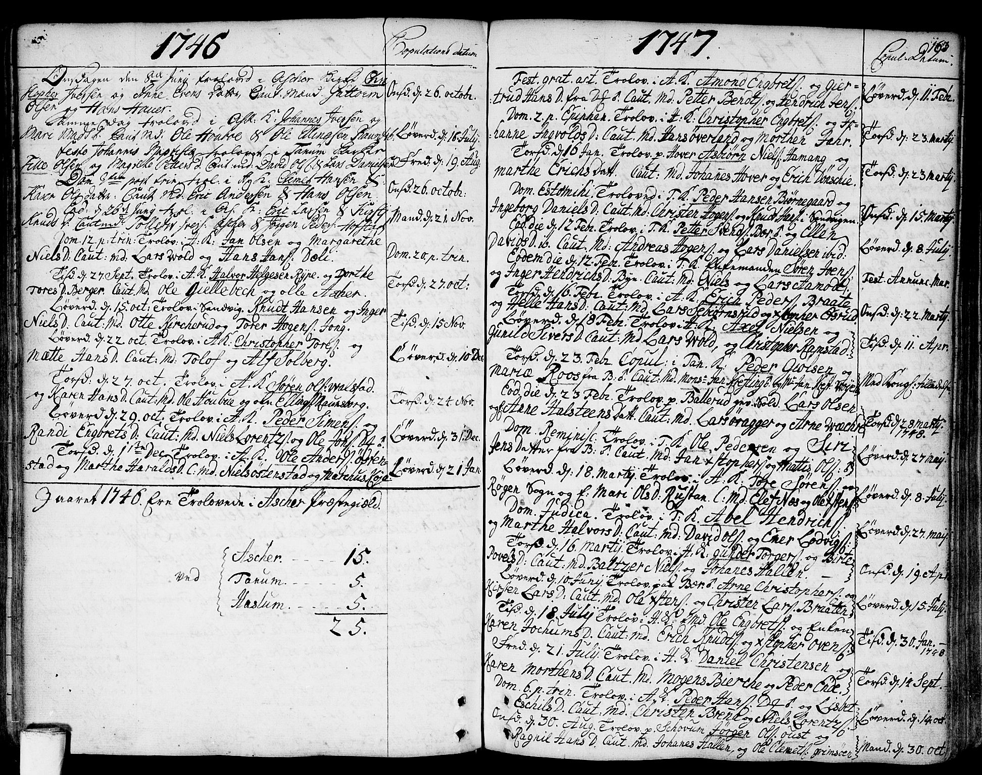 Asker prestekontor Kirkebøker, SAO/A-10256a/F/Fa/L0002: Parish register (official) no. I 2, 1733-1766, p. 163