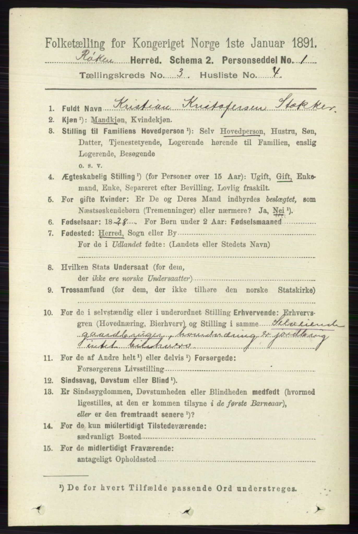 RA, 1891 census for 0627 Røyken, 1891, p. 1212