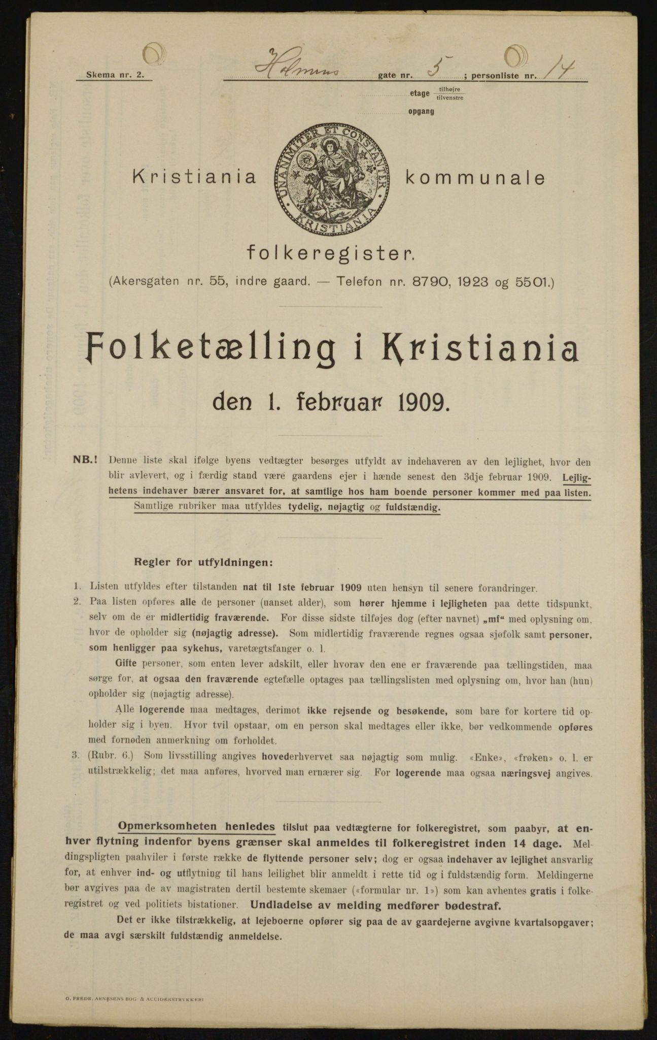 OBA, Municipal Census 1909 for Kristiania, 1909, p. 37036