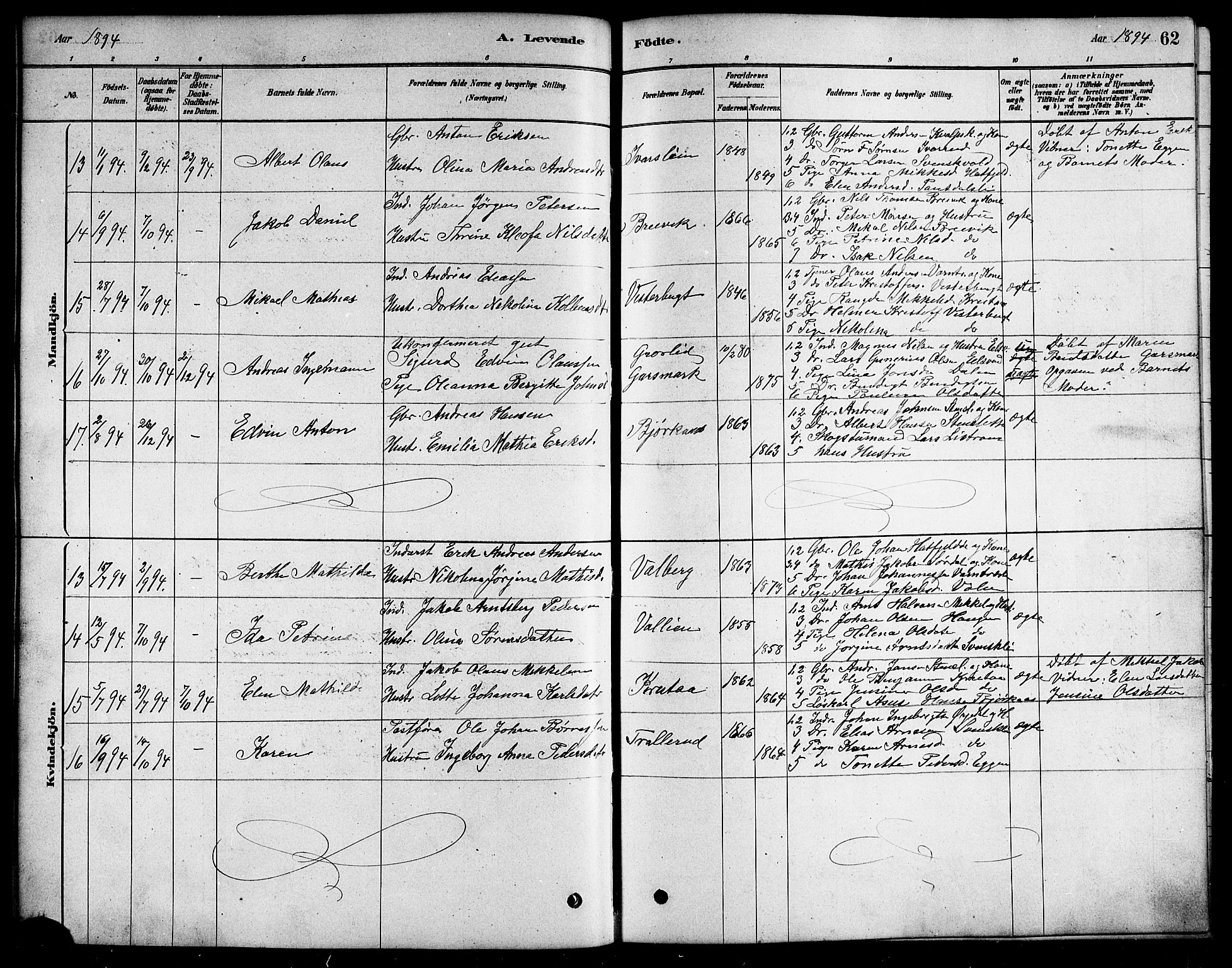 Ministerialprotokoller, klokkerbøker og fødselsregistre - Nordland, SAT/A-1459/823/L0330: Parish register (copy) no. 823C02, 1879-1916, p. 62
