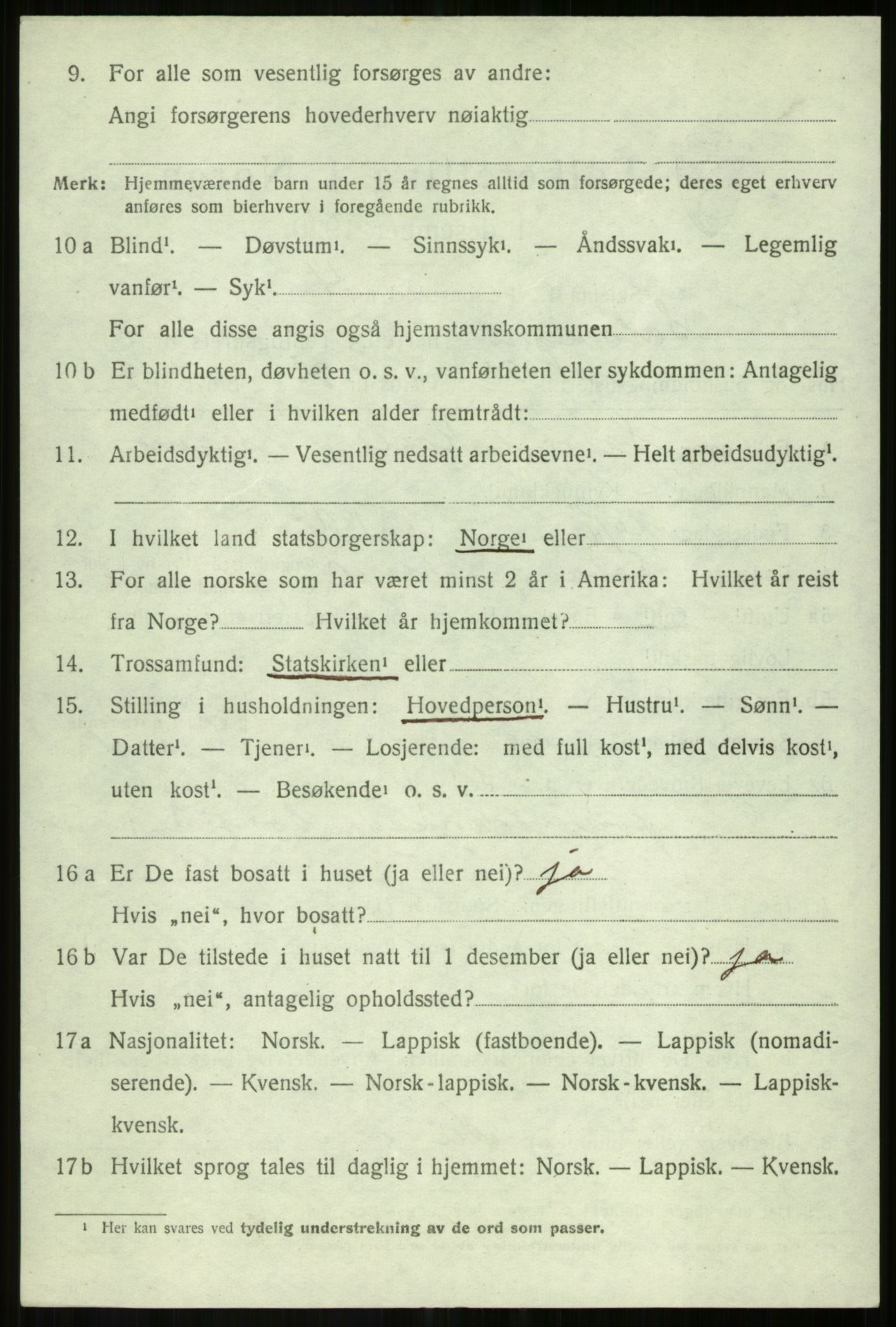 SATØ, 1920 census for Salangen, 1920, p. 4903