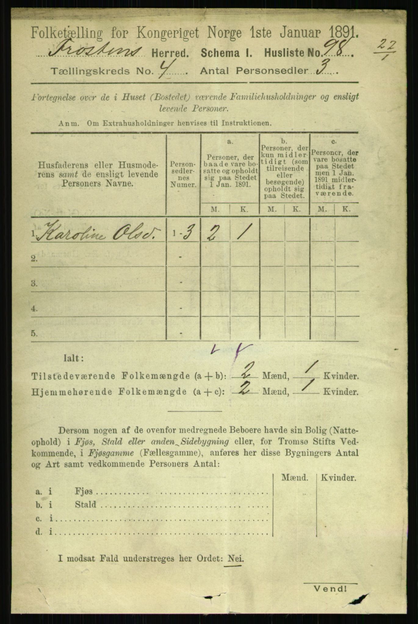 RA, 1891 census for 1717 Frosta, 1891, p. 2639