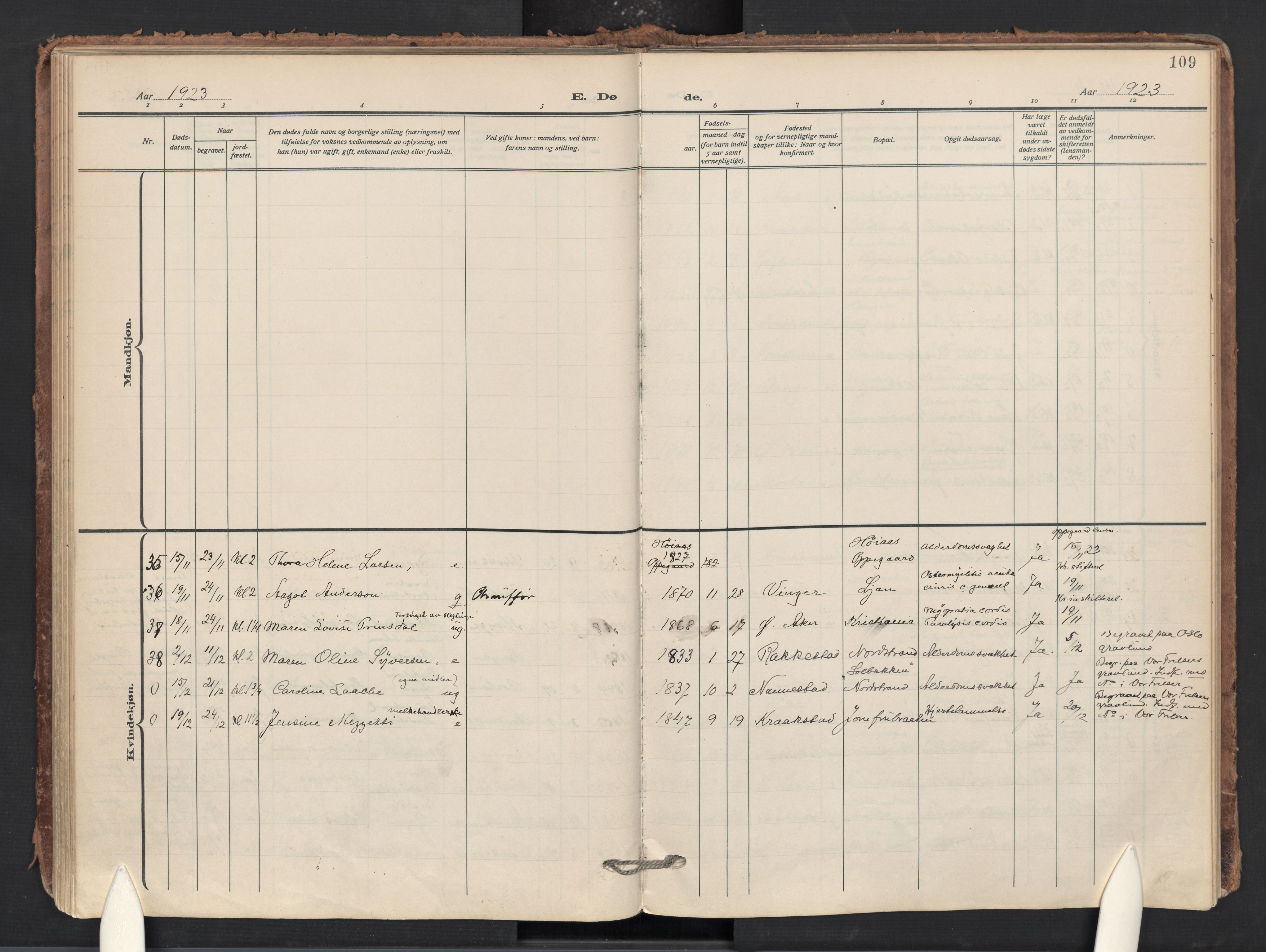 Nordstrand prestekontor Kirkebøker, AV/SAO-A-10362a/F/Fa/L0003: Parish register (official) no. 3, 1914-1932, p. 109