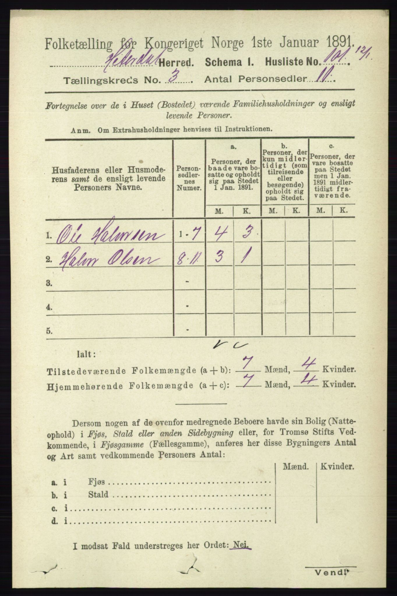 RA, 1891 census for 0823 Heddal, 1891, p. 992