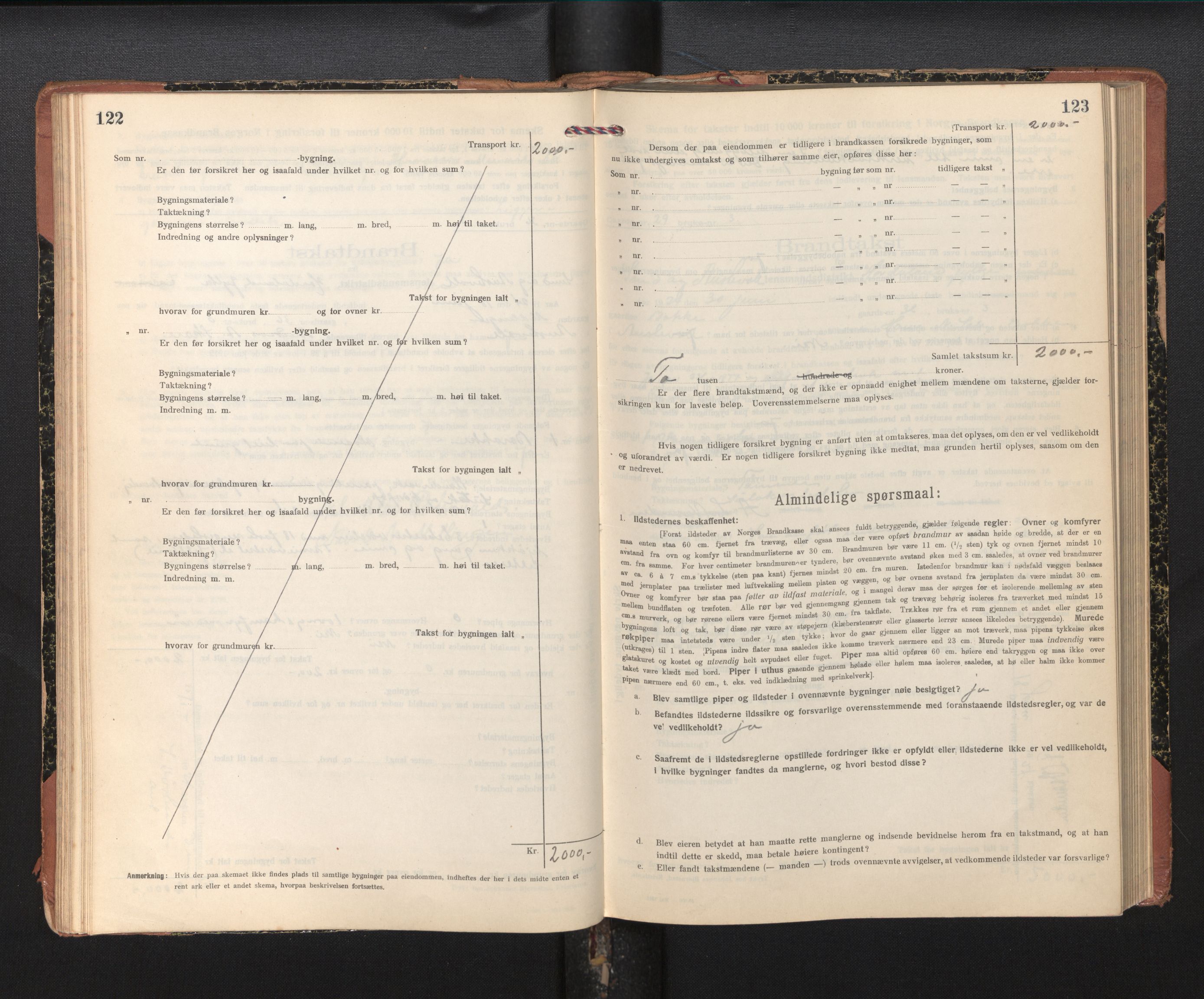 Lensmannen i Sund og Austevoll, AV/SAB-A-35201/0012/L0004: Branntakstprotokoll, skjematakst, 1917-1949, p. 122-123