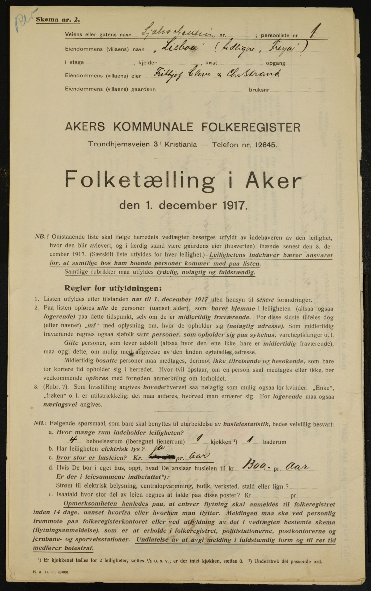 OBA, Municipal Census 1917 for Aker, 1917, p. 20146