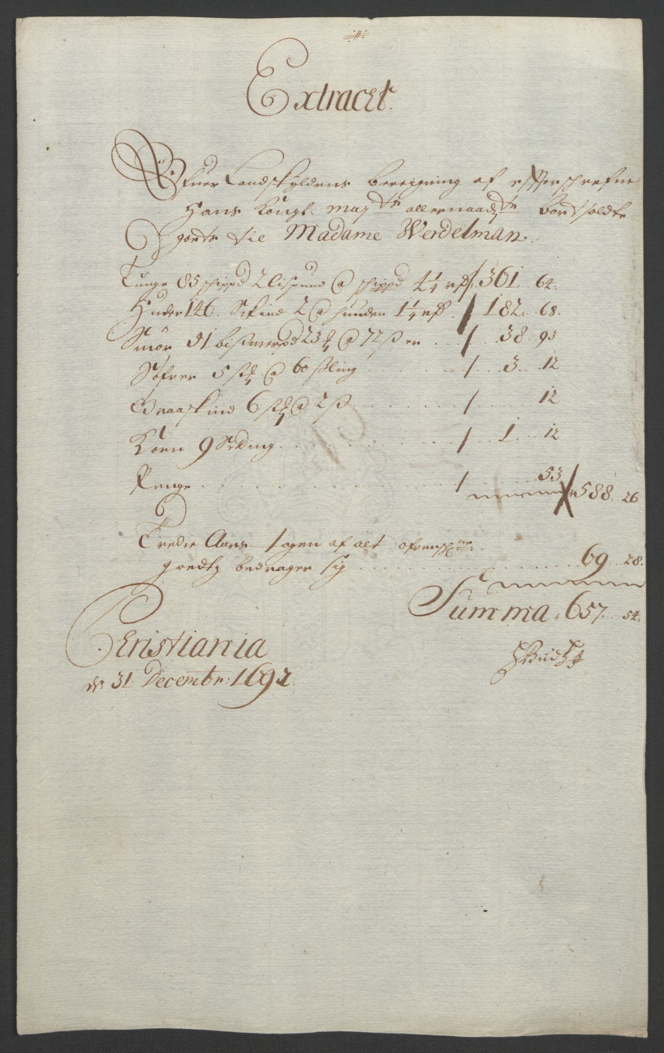 Rentekammeret inntil 1814, Reviderte regnskaper, Fogderegnskap, AV/RA-EA-4092/R18/L1291: Fogderegnskap Hadeland, Toten og Valdres, 1692, p. 16