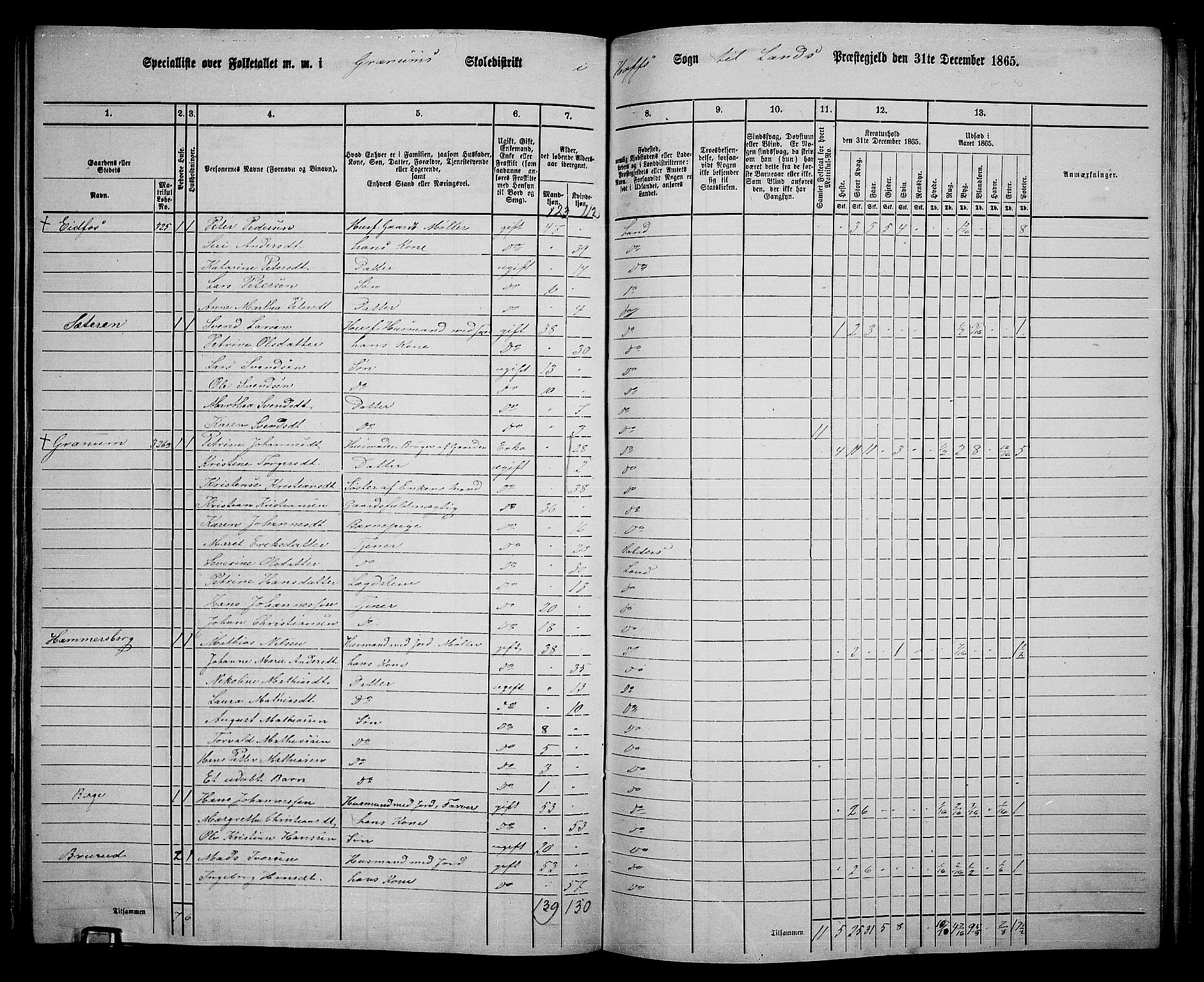 RA, 1865 census for Land, 1865, p. 363