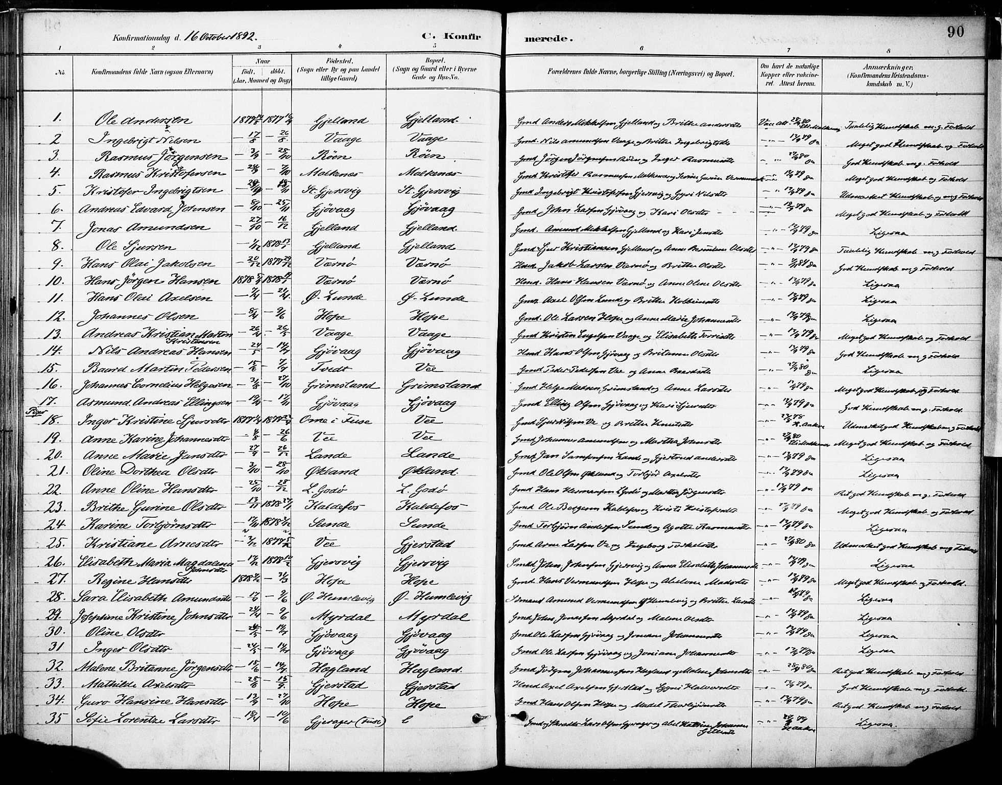 Tysnes sokneprestembete, SAB/A-78601/H/Haa: Parish register (official) no. B 1, 1887-1906, p. 90