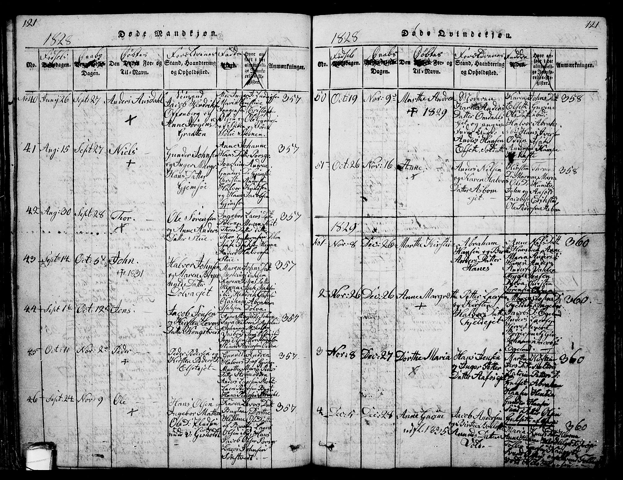 Solum kirkebøker, AV/SAKO-A-306/G/Ga/L0001: Parish register (copy) no. I 1, 1814-1833, p. 121