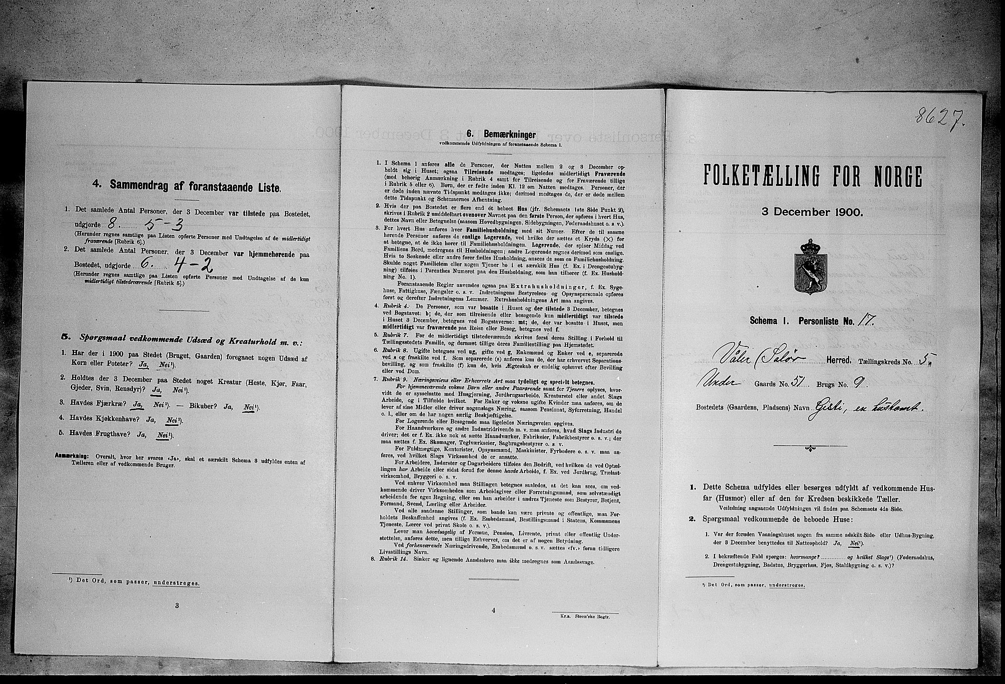 SAH, 1900 census for Våler, 1900, p. 673