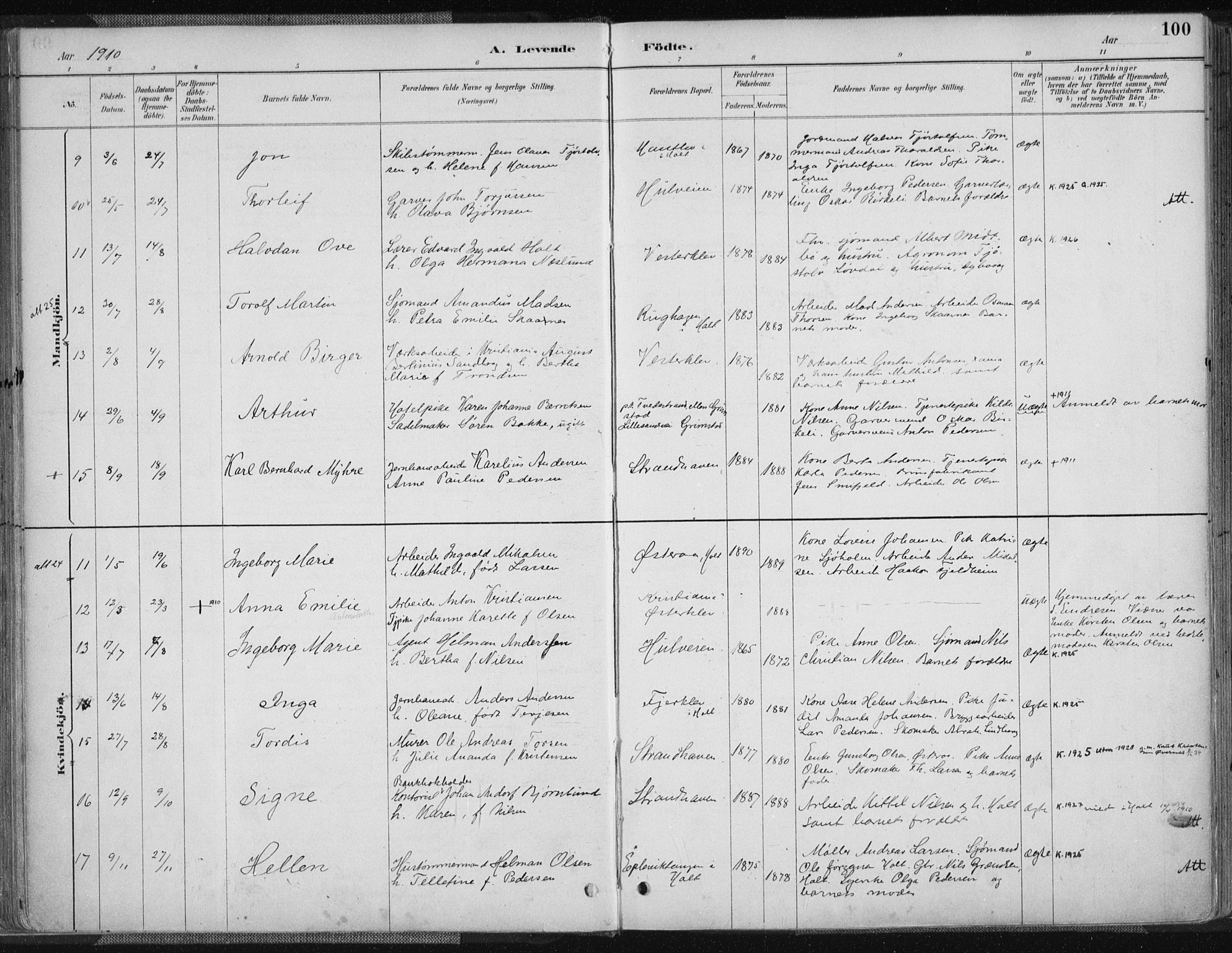 Tvedestrand sokneprestkontor, AV/SAK-1111-0042/F/Fa/L0001: Parish register (official) no. A 1, 1885-1916, p. 100