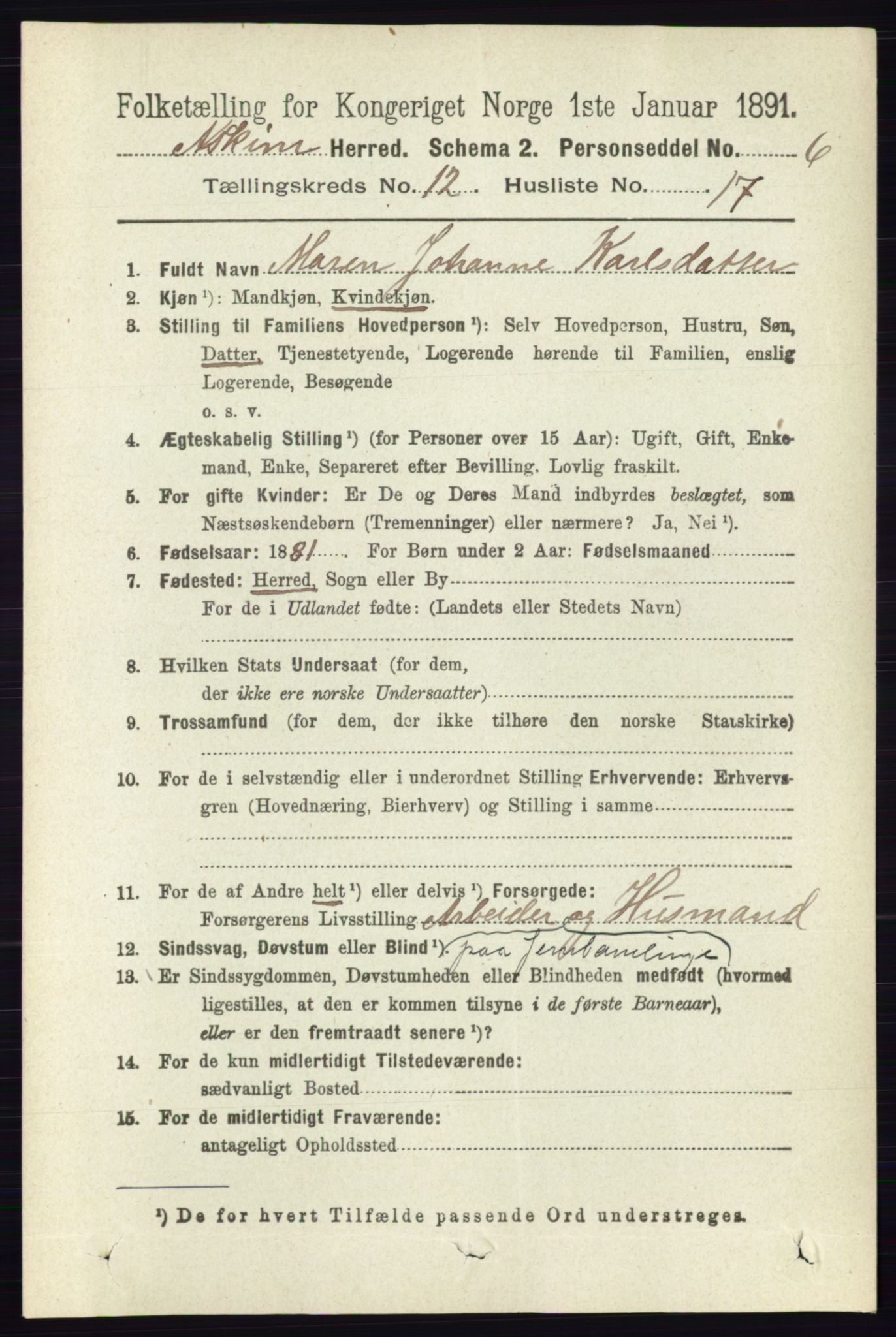 RA, 1891 census for 0124 Askim, 1891, p. 2006