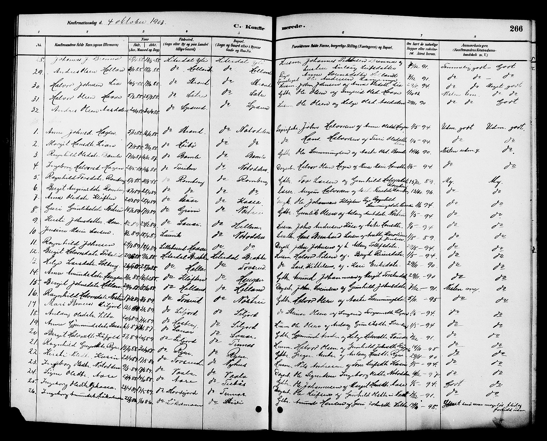 Heddal kirkebøker, SAKO/A-268/G/Ga/L0002: Parish register (copy) no. I 2, 1879-1908, p. 266