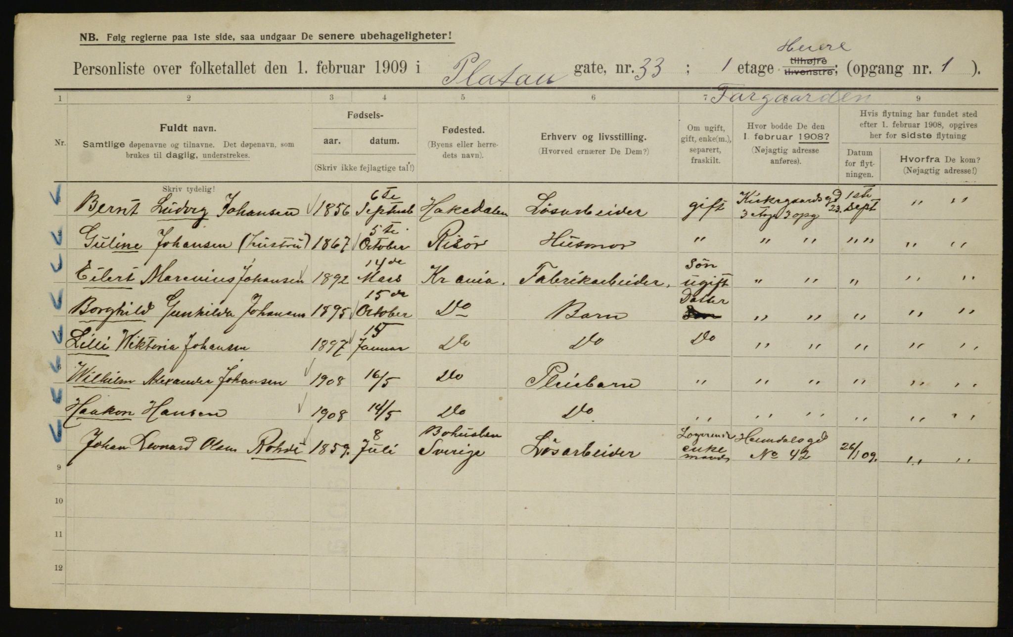 OBA, Municipal Census 1909 for Kristiania, 1909, p. 73209